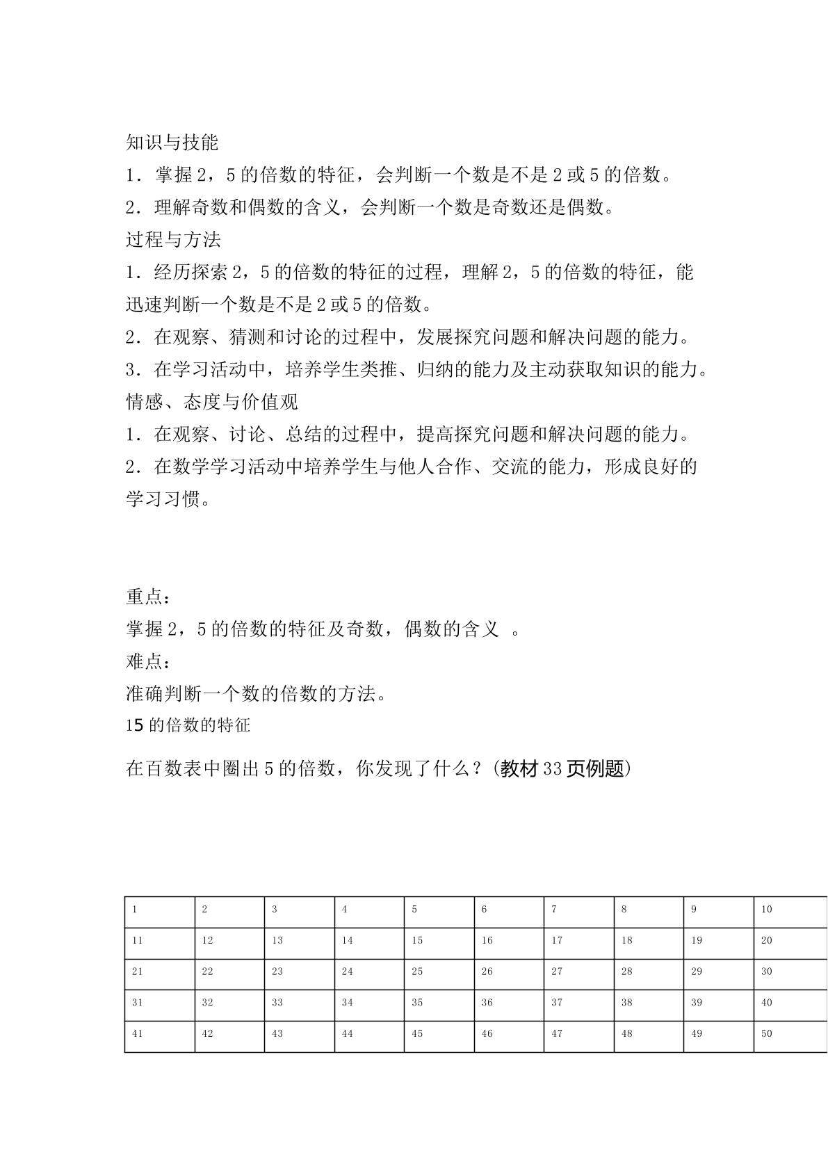 2，5的倍数的特征