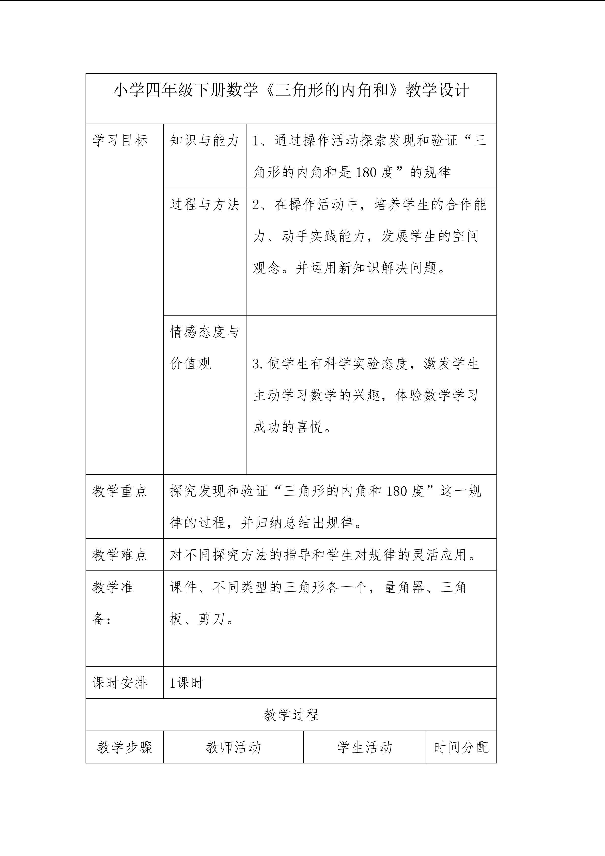 三角形的内角和