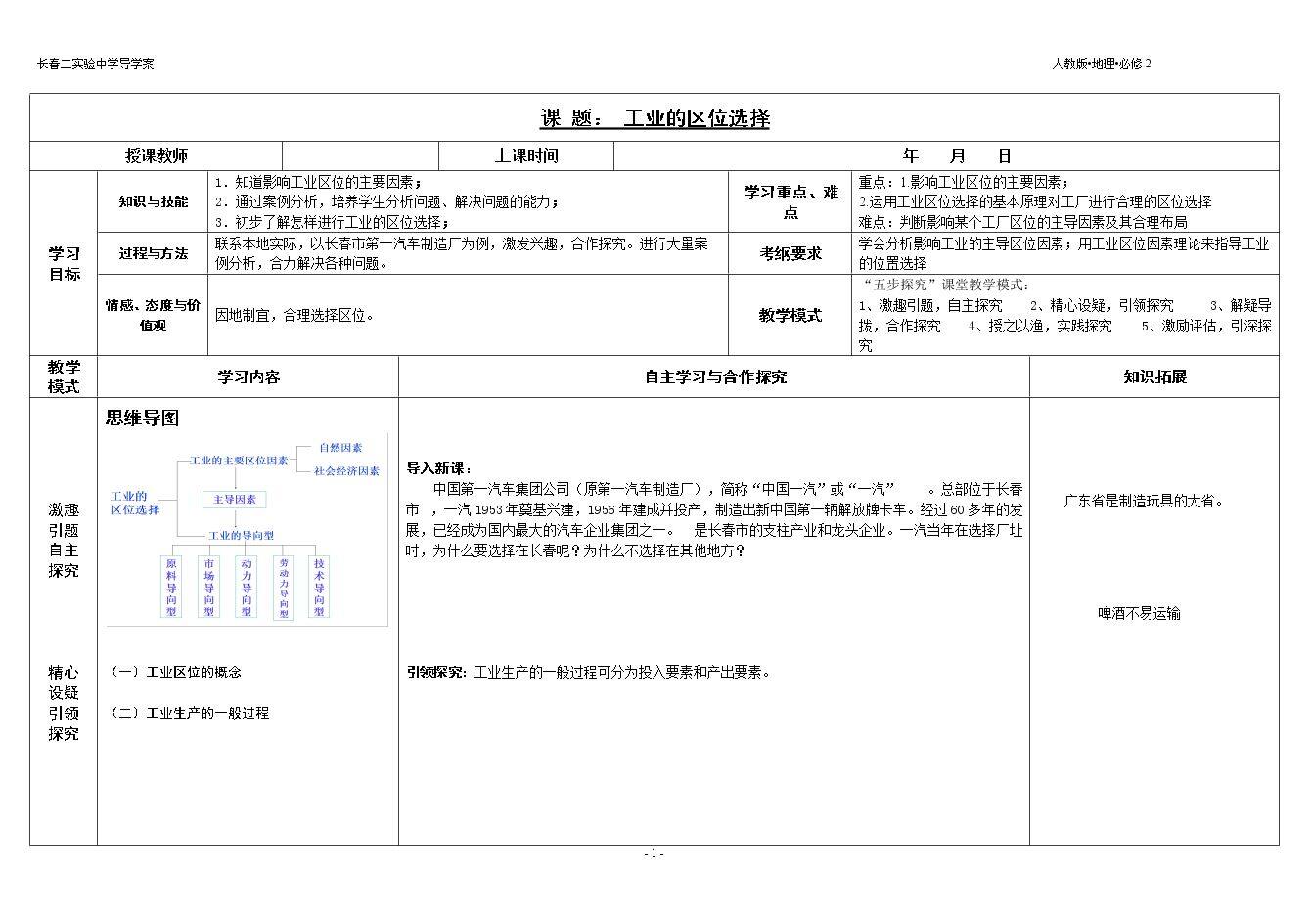 工业区位条件