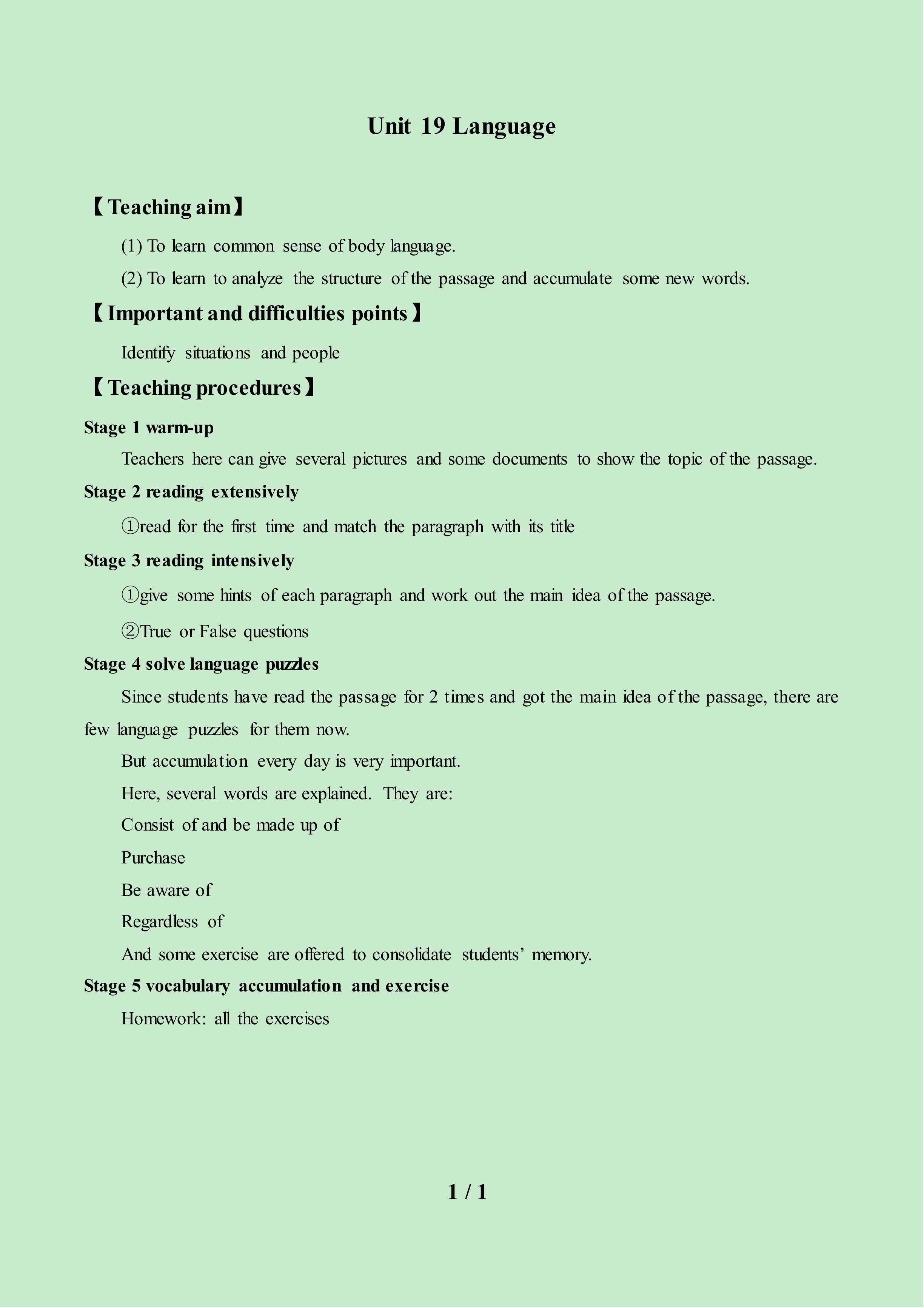 Lesson 3 Body Language_教案1