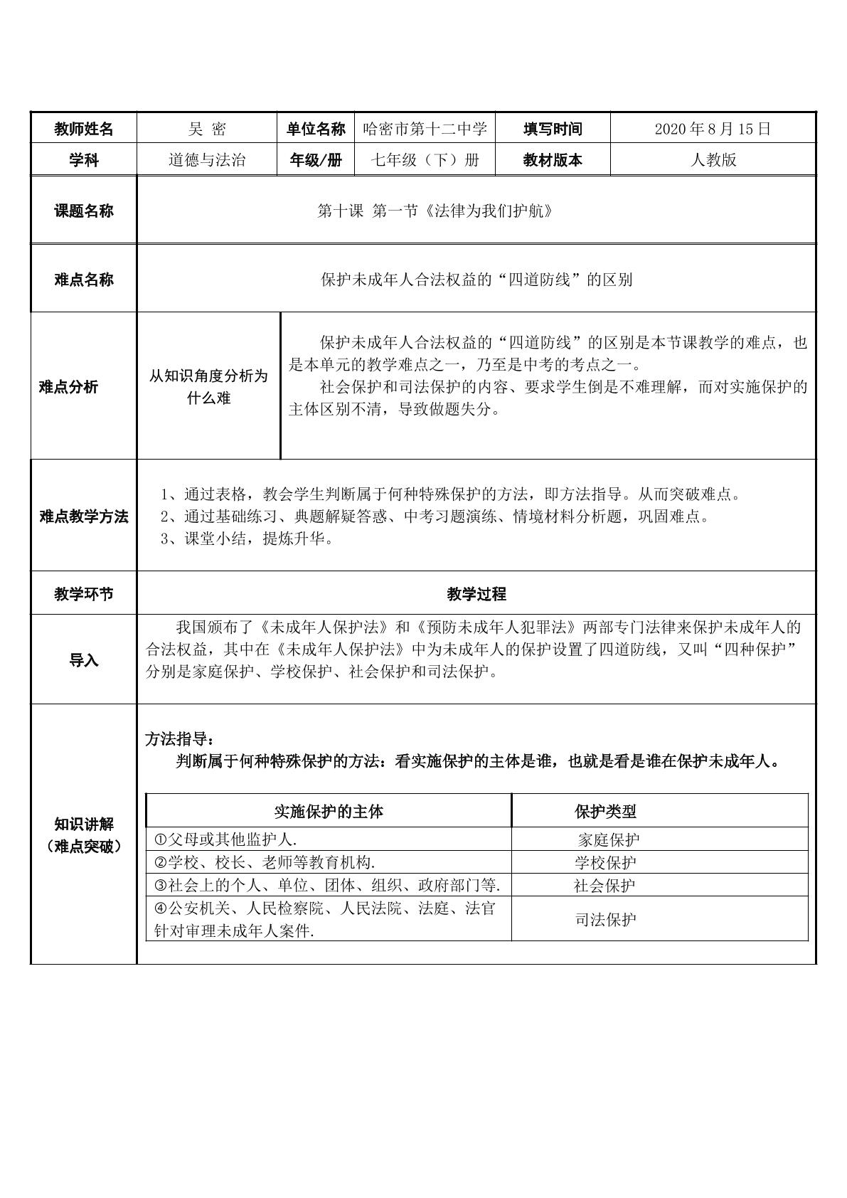 保护未成年人合法权益的“四道防线”的区别