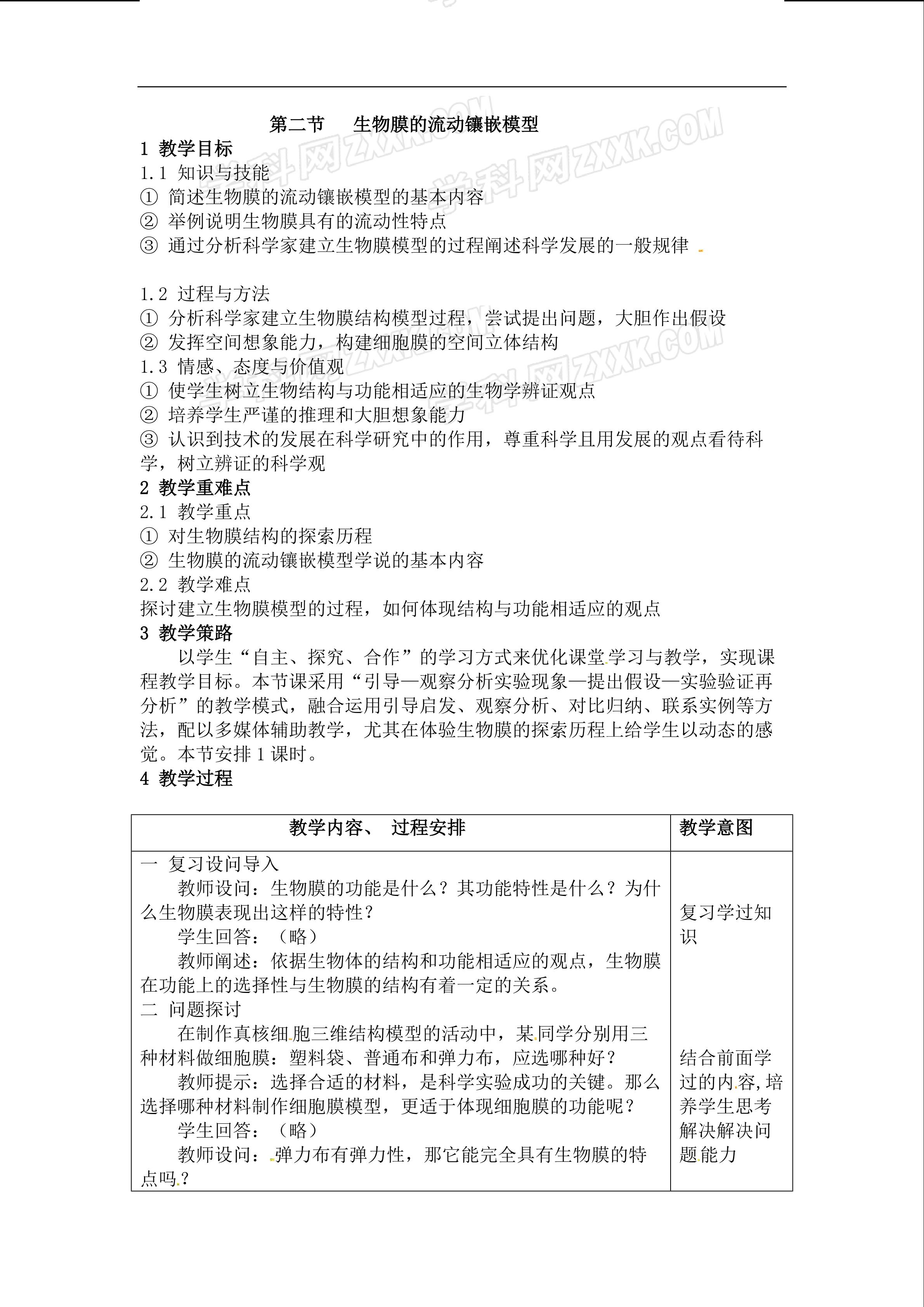 生物膜的流动镶嵌模型