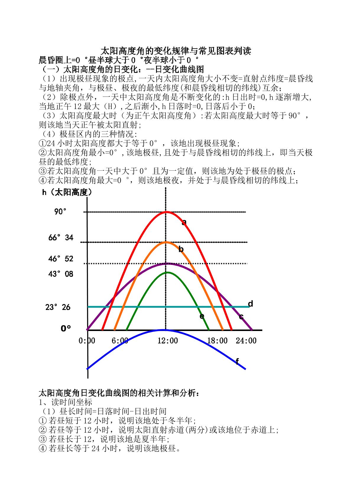 正午太阳高度季节变化规律