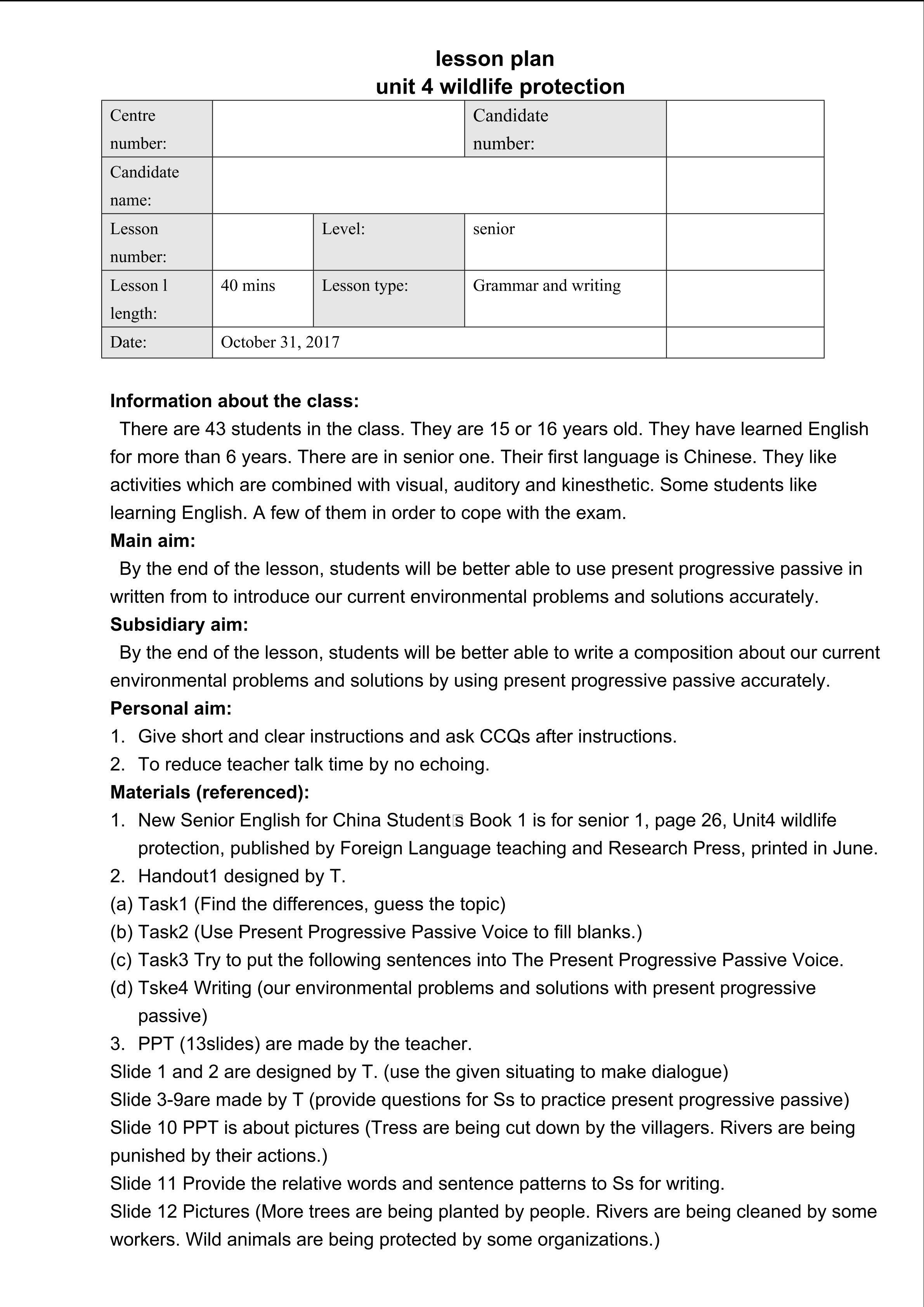book 1 unit 4 wildlife protection