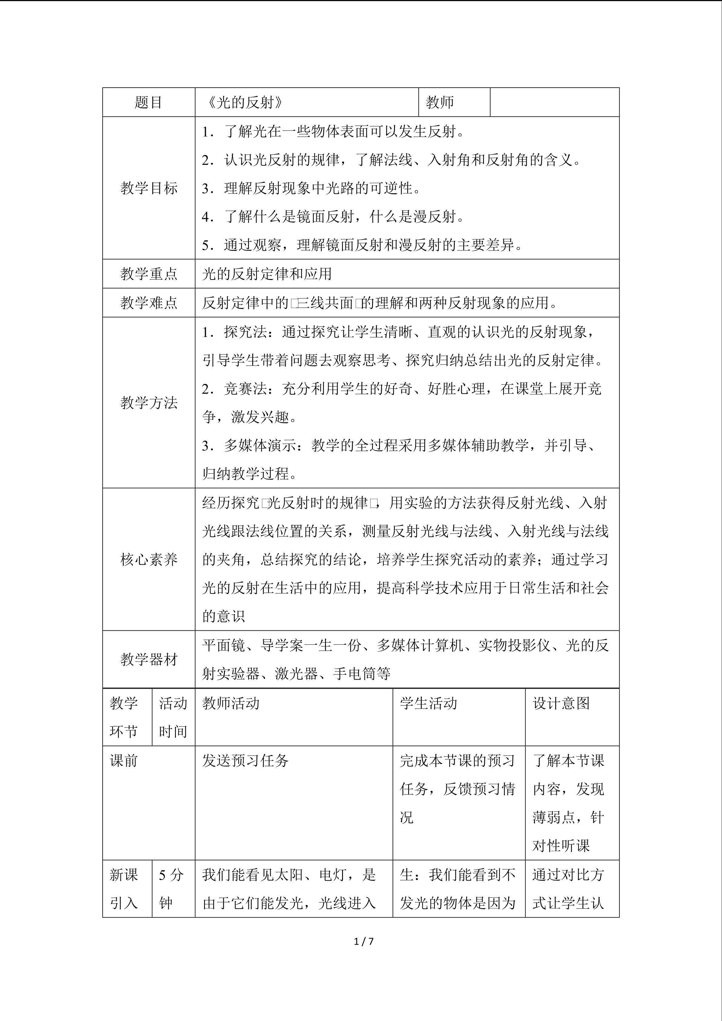 光的反射