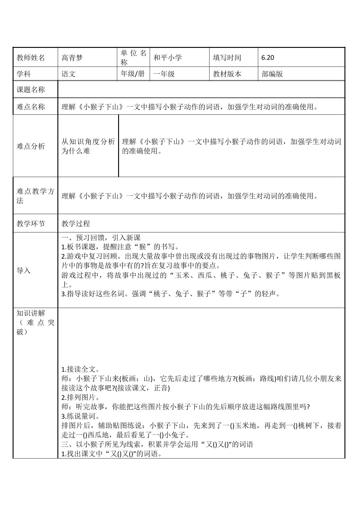 小猴子下山