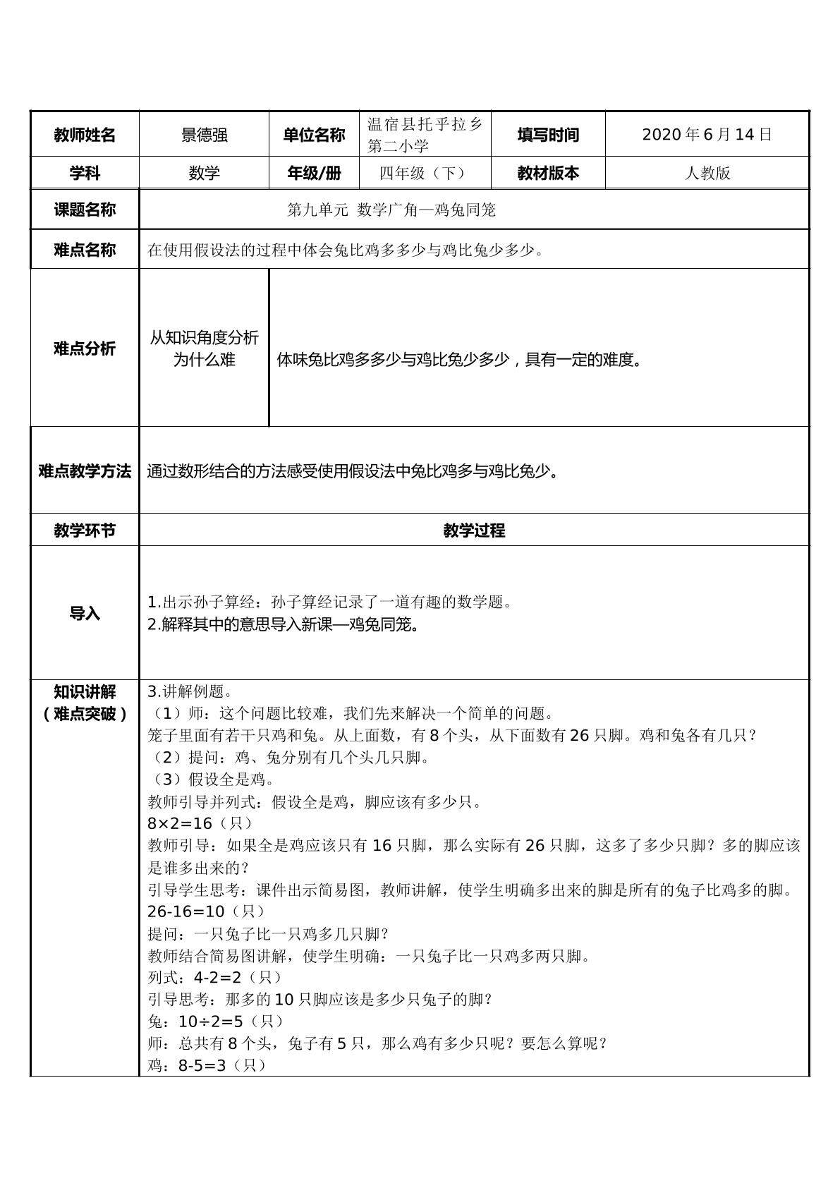 鸡兔同笼