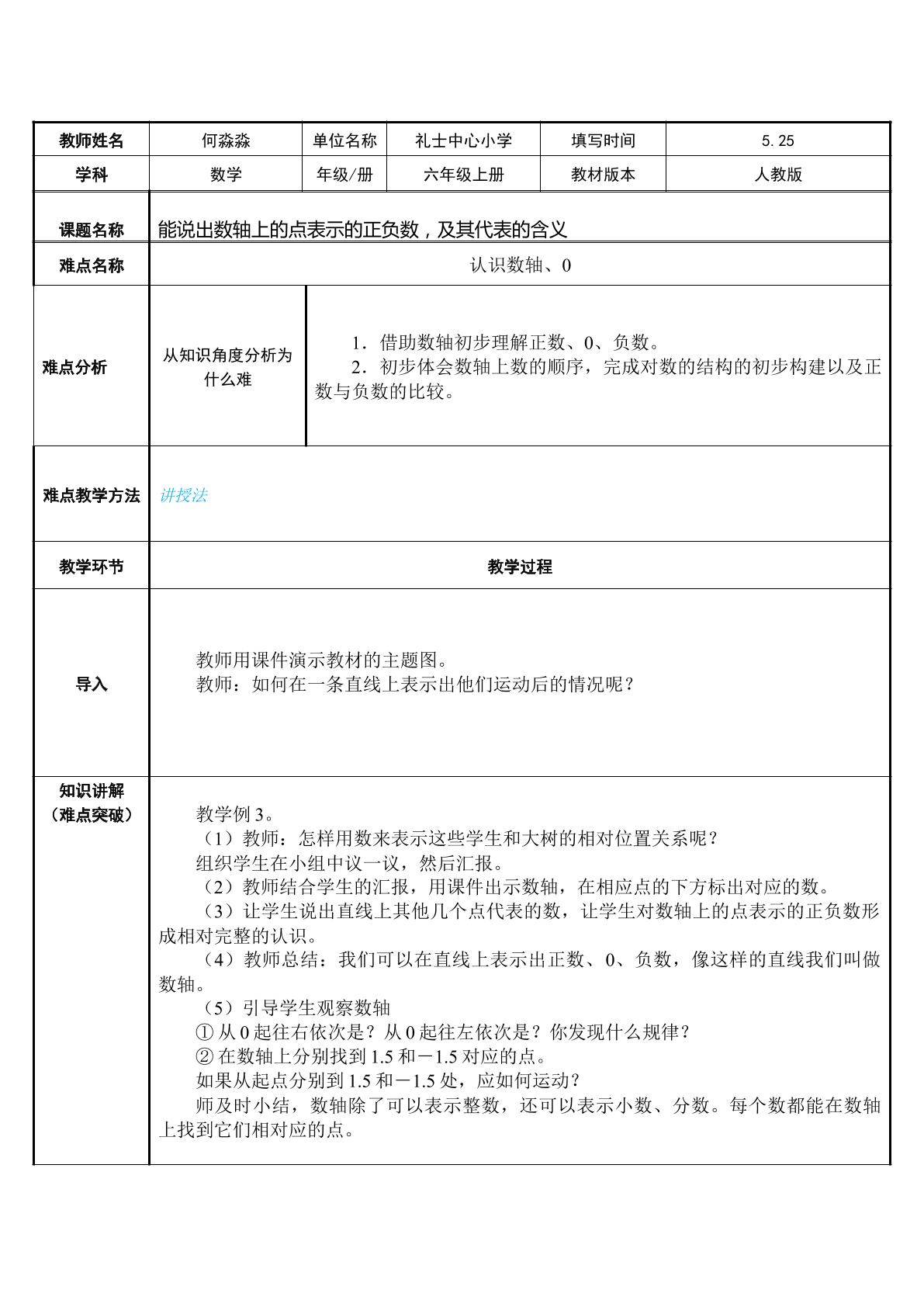 能说出数轴上的点表示的正负数，及其代表的含义