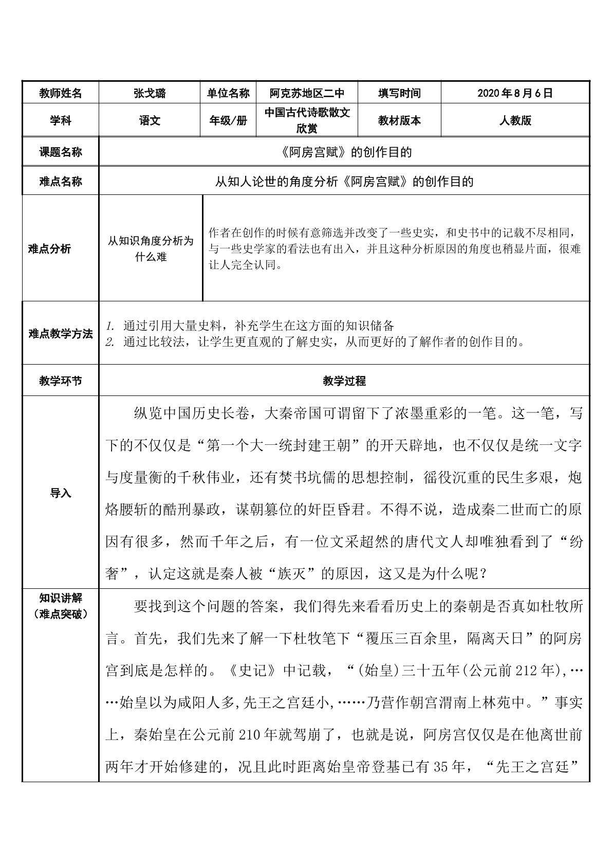 阿房宫赋的创作目的