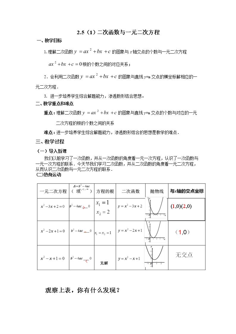 二次函数与根的判…