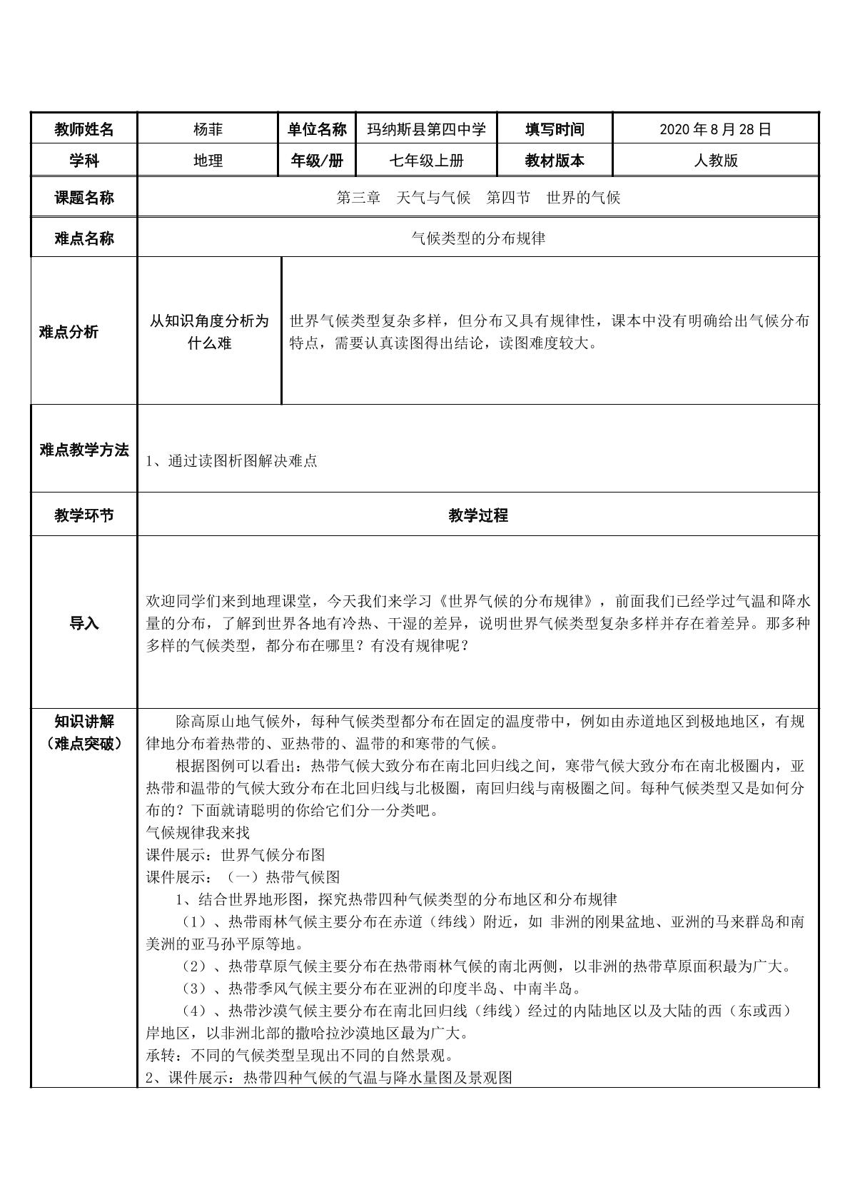 气候类型的分布规律