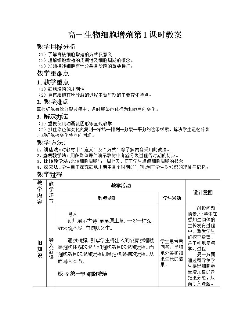 细胞周期与有丝分裂