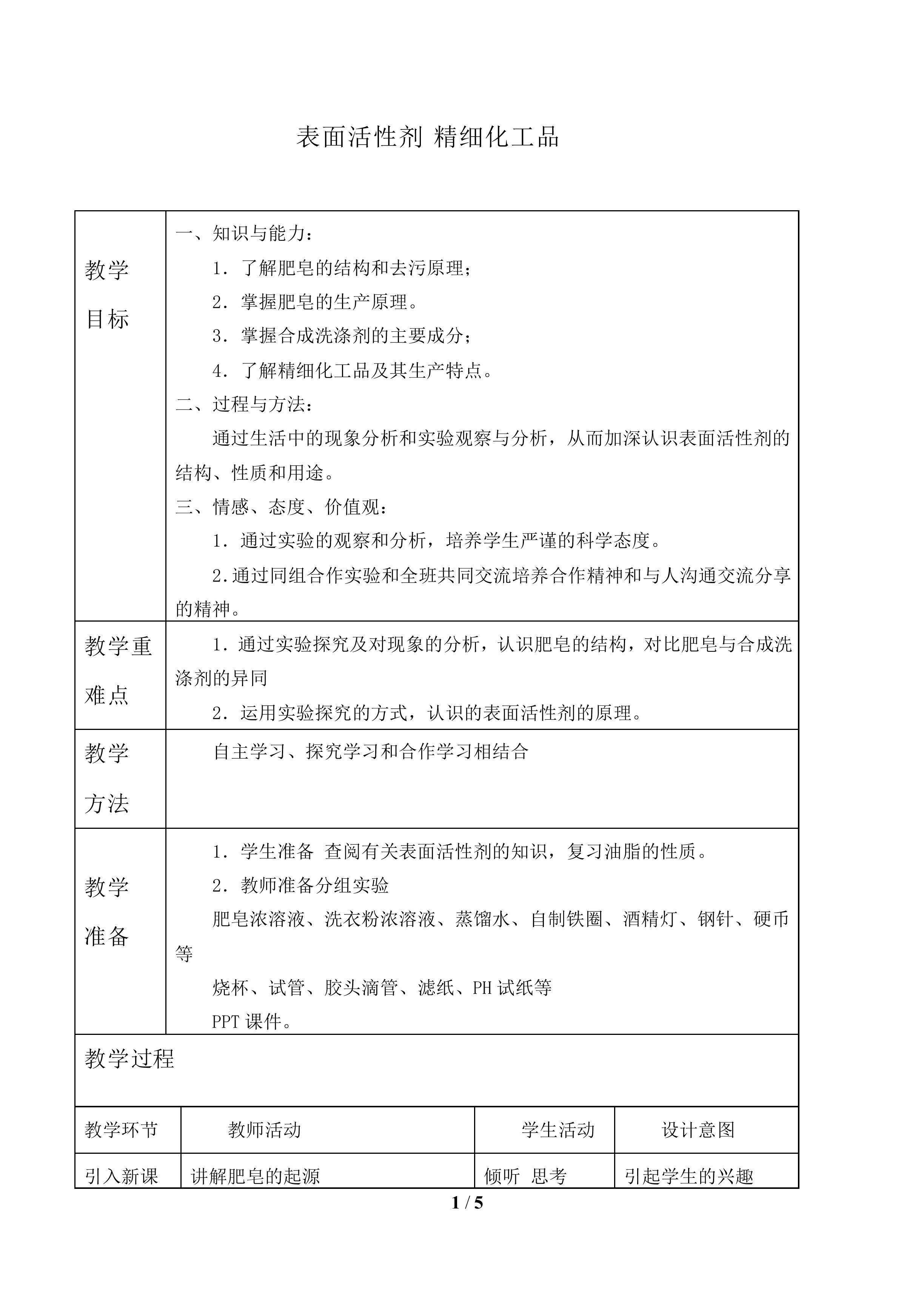 表面活性剂 精细化学品_教案1