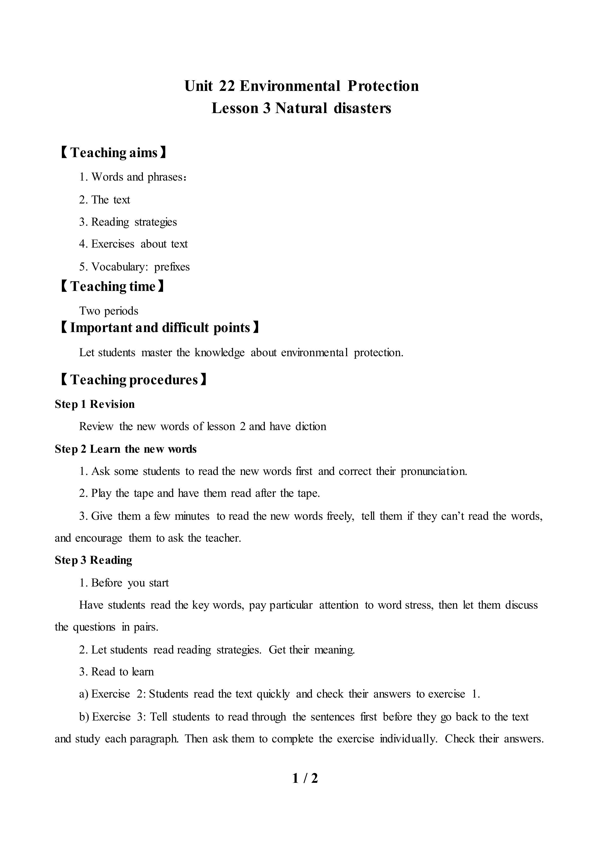 Lesson 3 Natural Disasters_教案2
