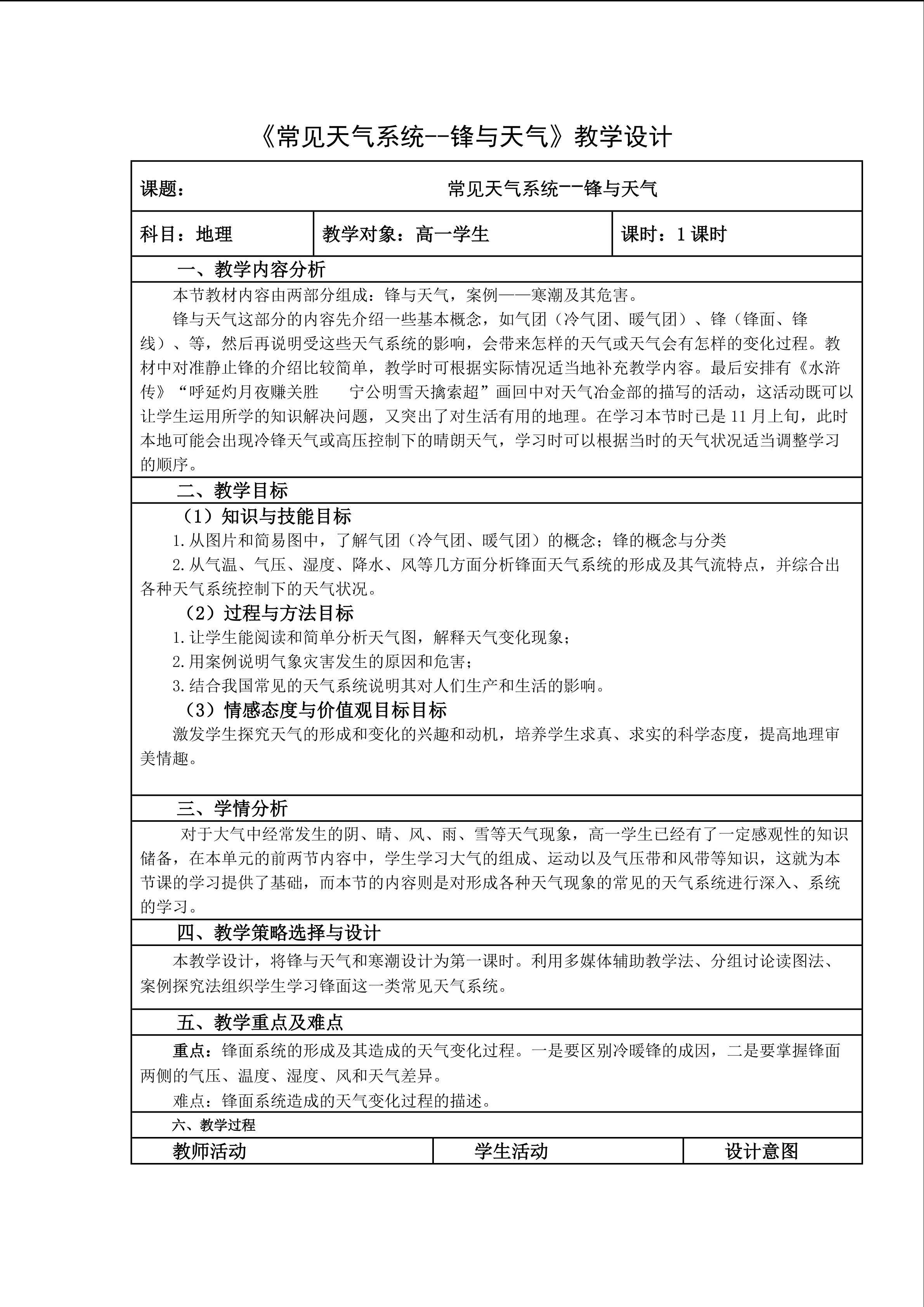 常见天气系统－锋与天气
