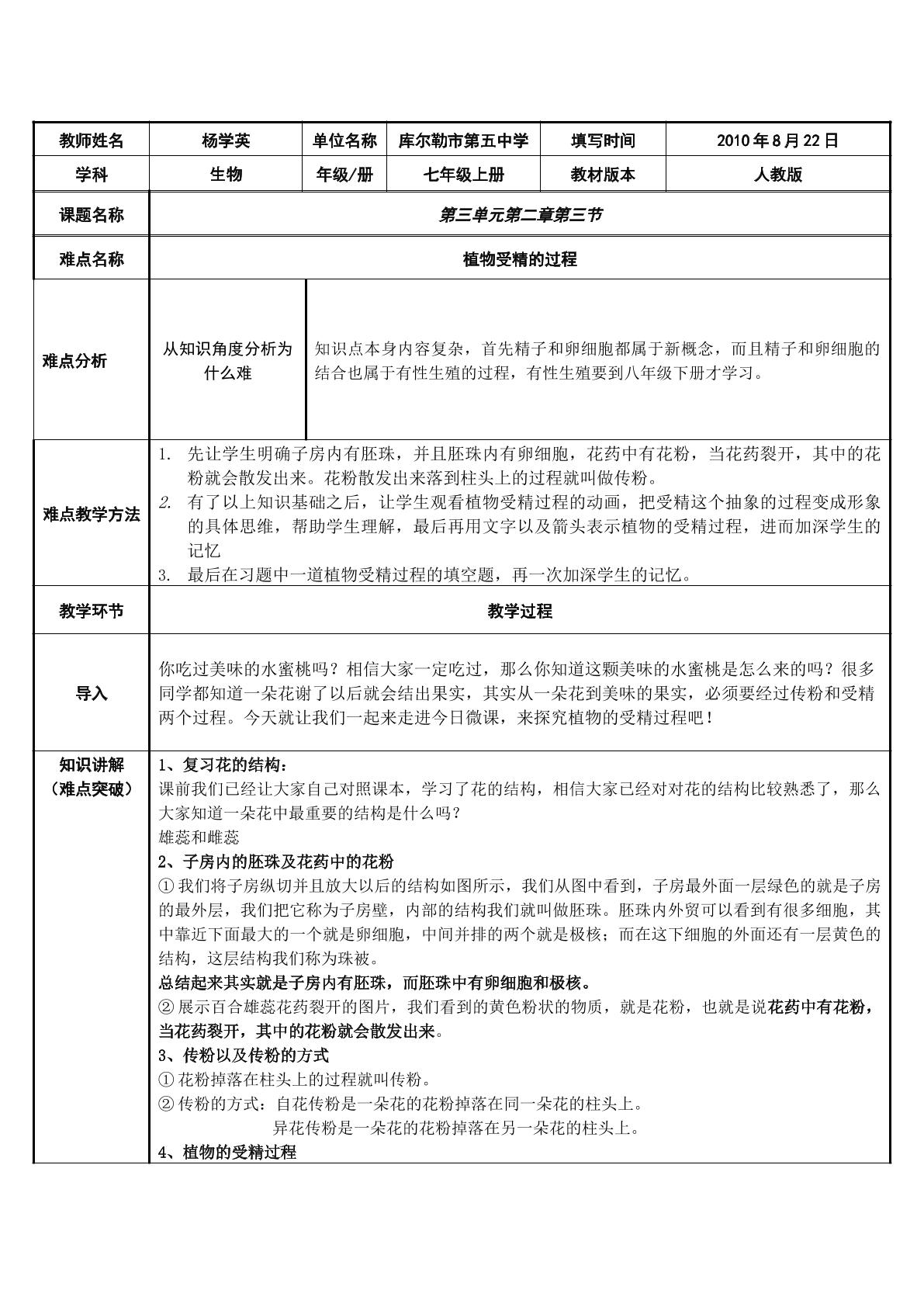 植物的受精过程