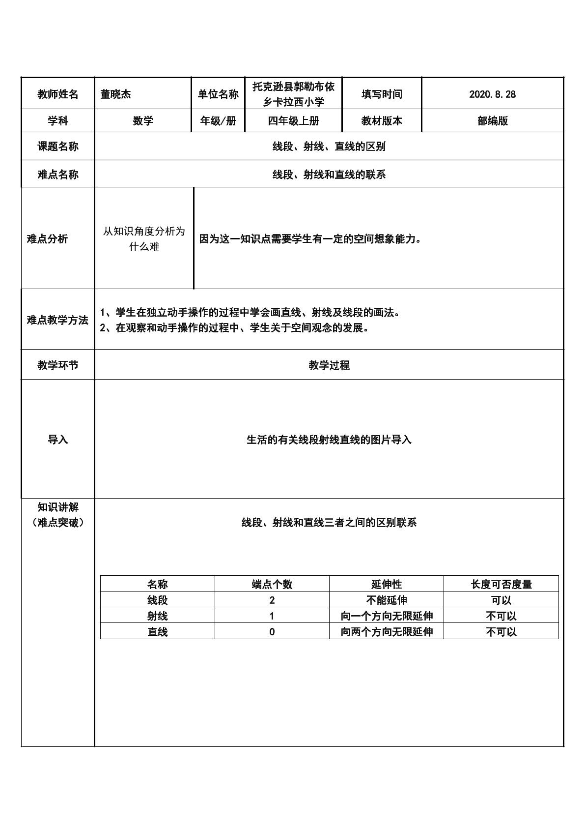 线段、射线、直线