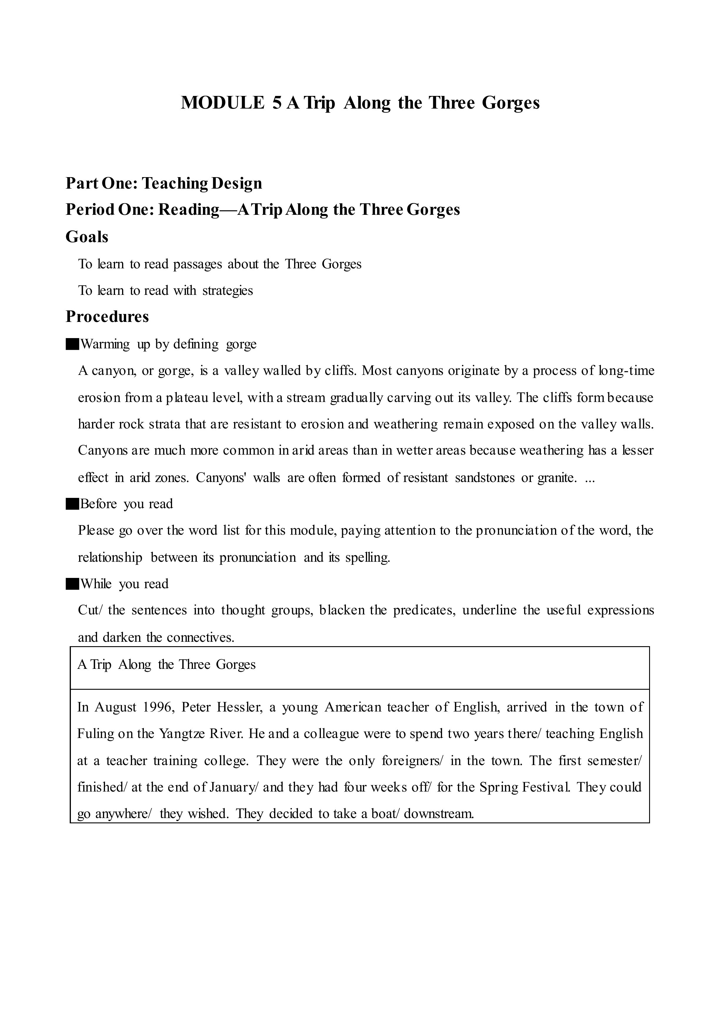 A Trip Along the Three Gorges _教案1