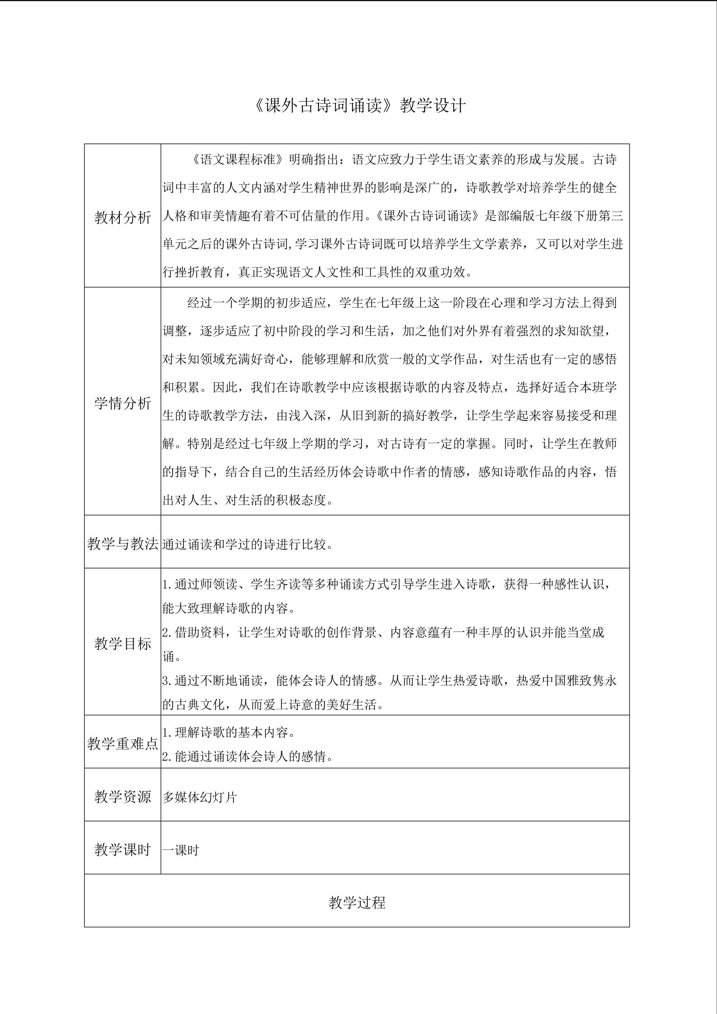 课外古诗词诵读