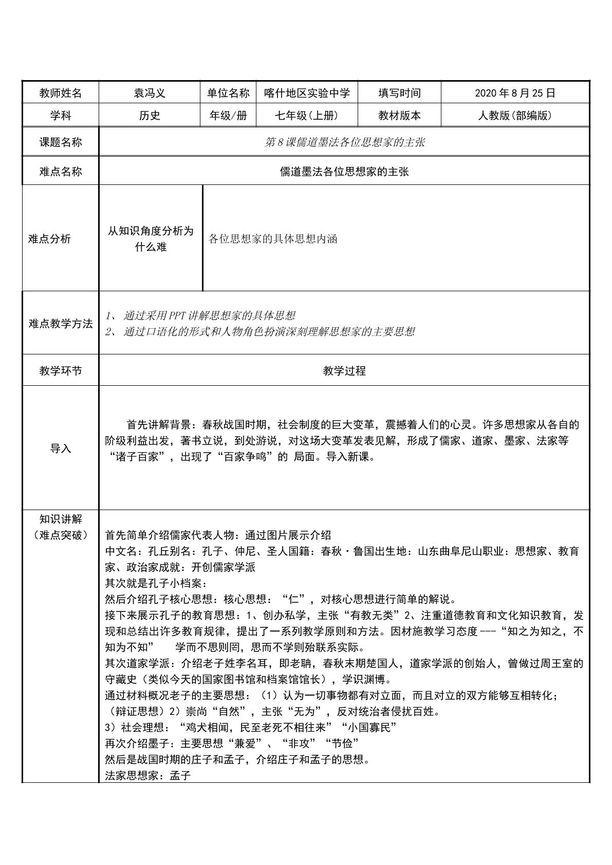 儒道墨法各位思想家的主张