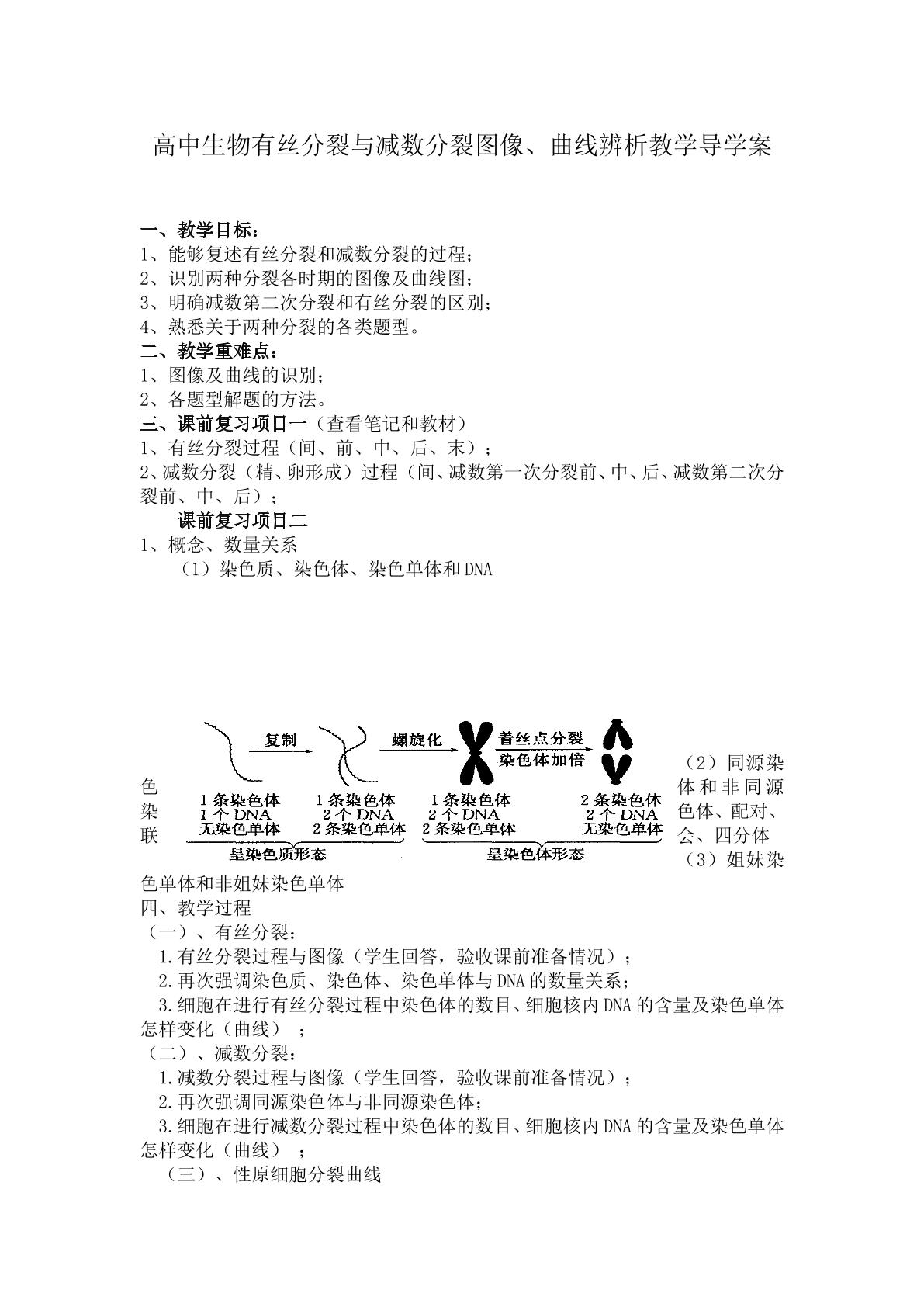 高中生物有丝分裂与减数分裂图像、曲线辨析