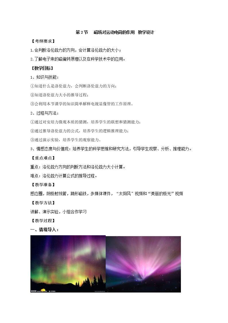 第2节 磁场对运动电荷的作用
