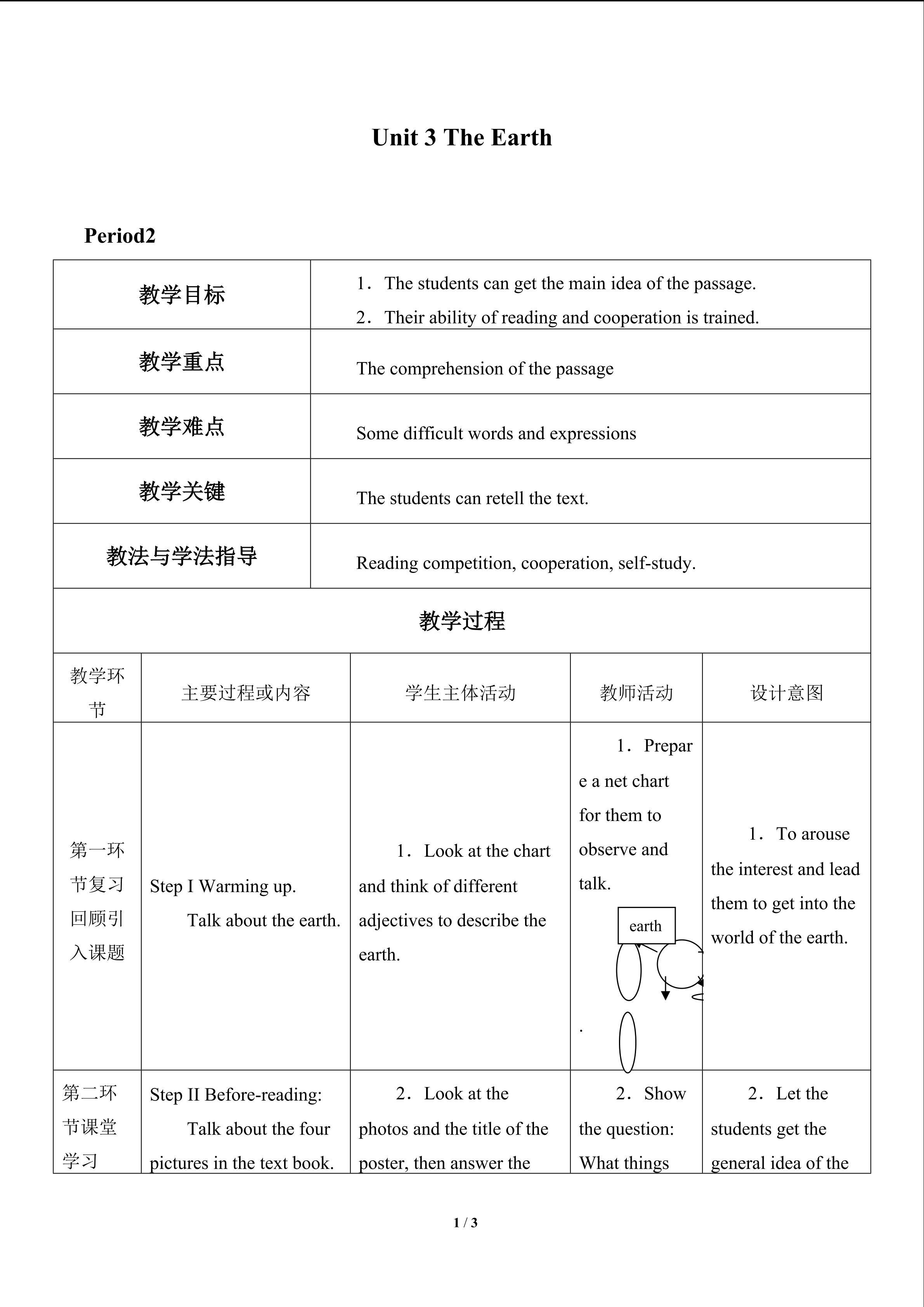 Unit 3  The Earth_教案2