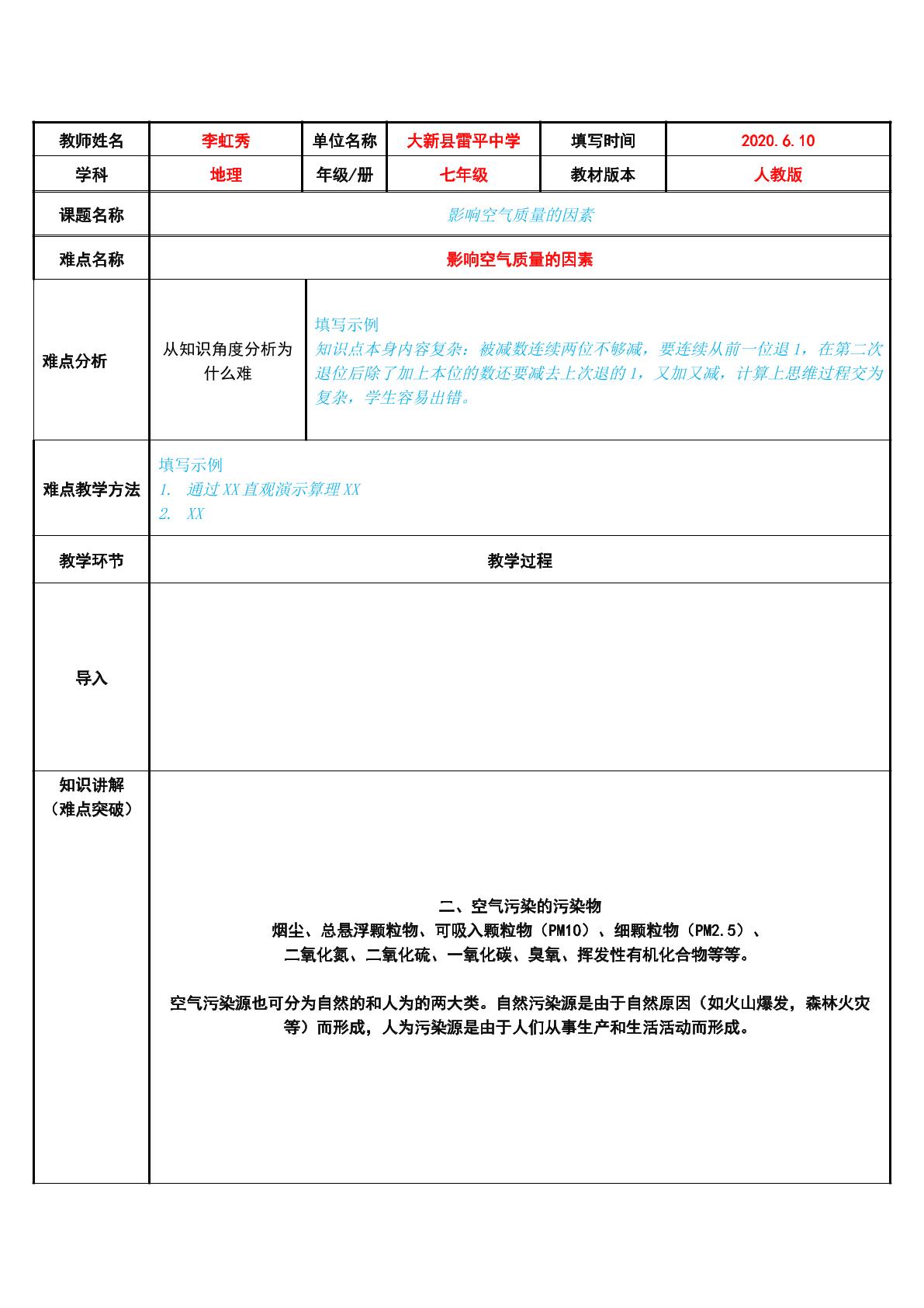 影响空气质量的因素