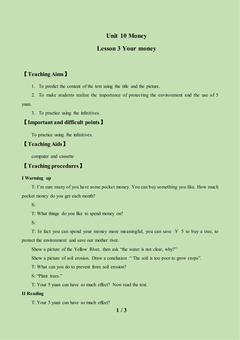 Lesson 3 Your Money_教案1