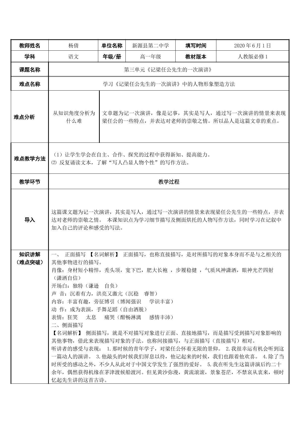 记梁任公先生的一次演讲