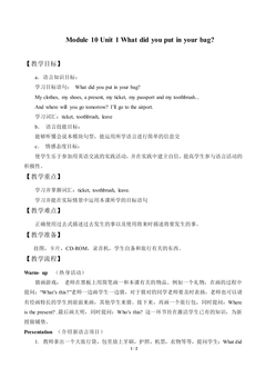 Unit 1 What did you put in your bag?_教案1