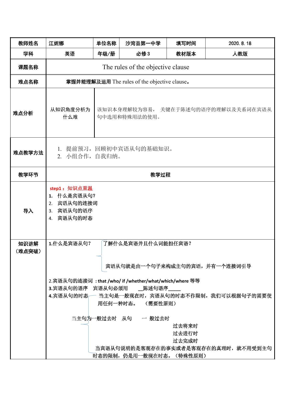 the objective clause