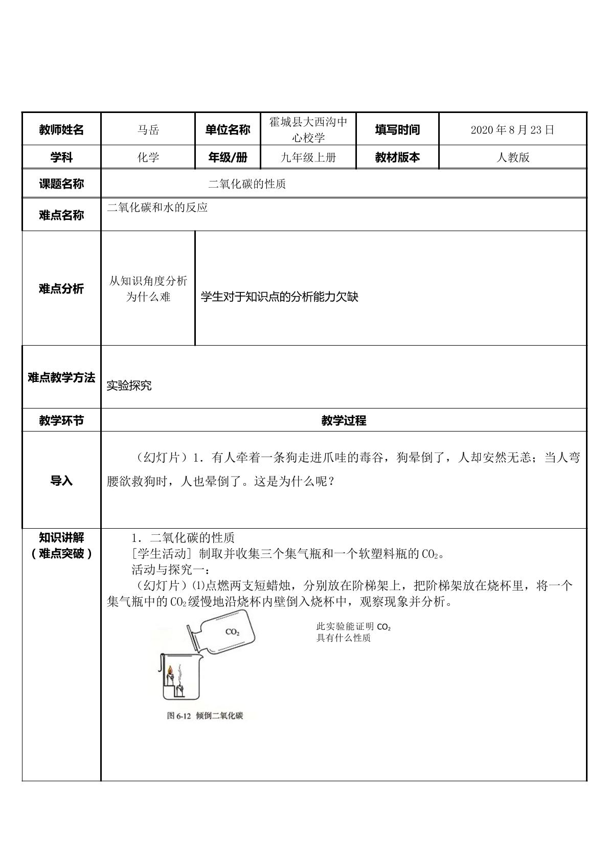 二氧化碳性质