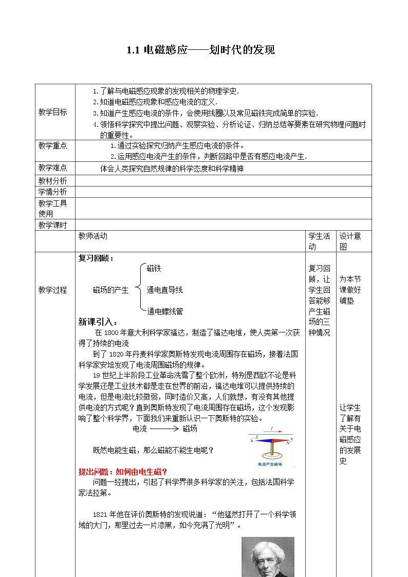 1.1电磁感应——划时代发现