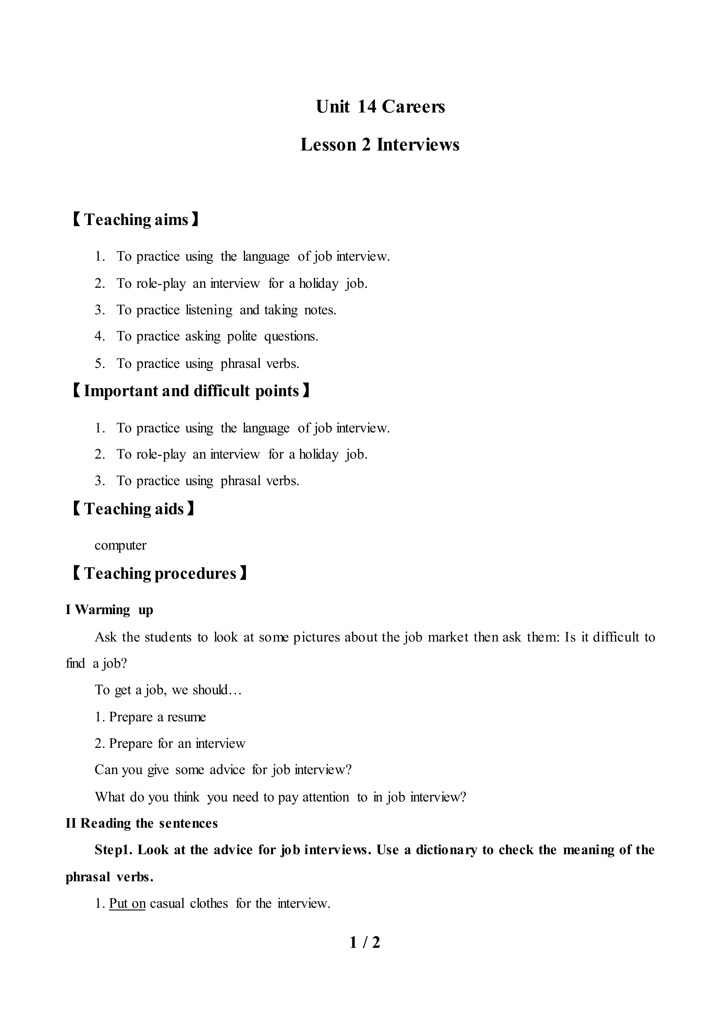 Lesson 2 Interviews_教案1