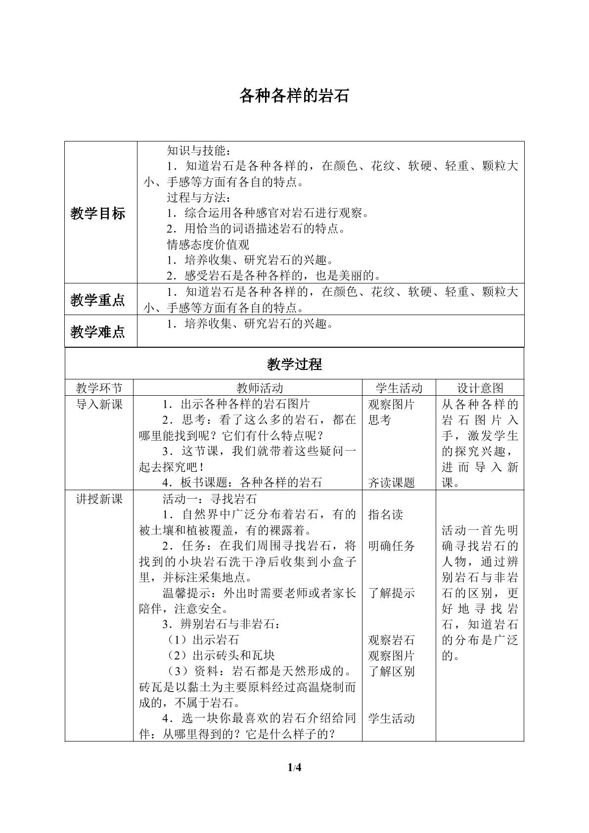 各种各样的岩石