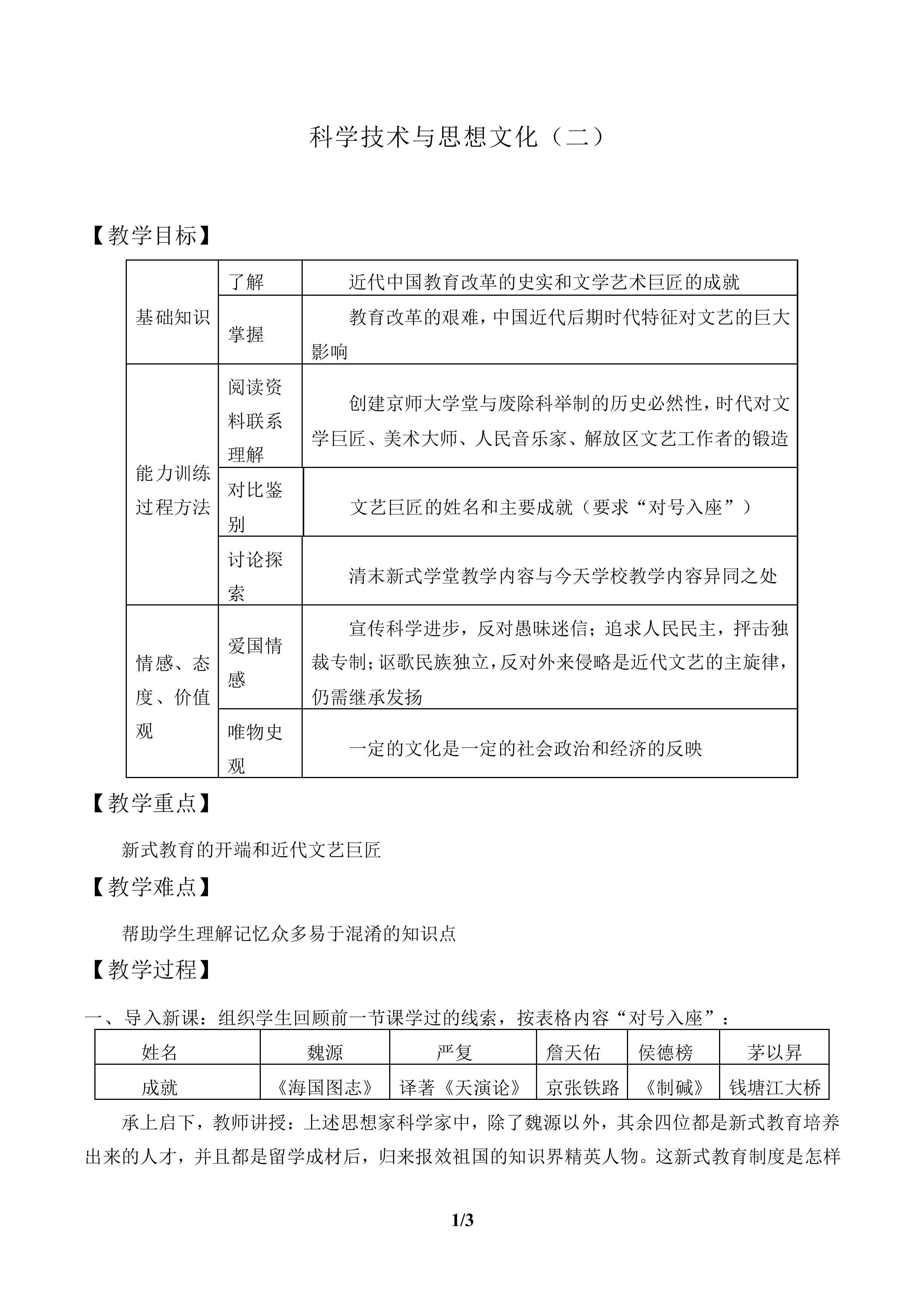 科学技术与思想文化（二）_教案2