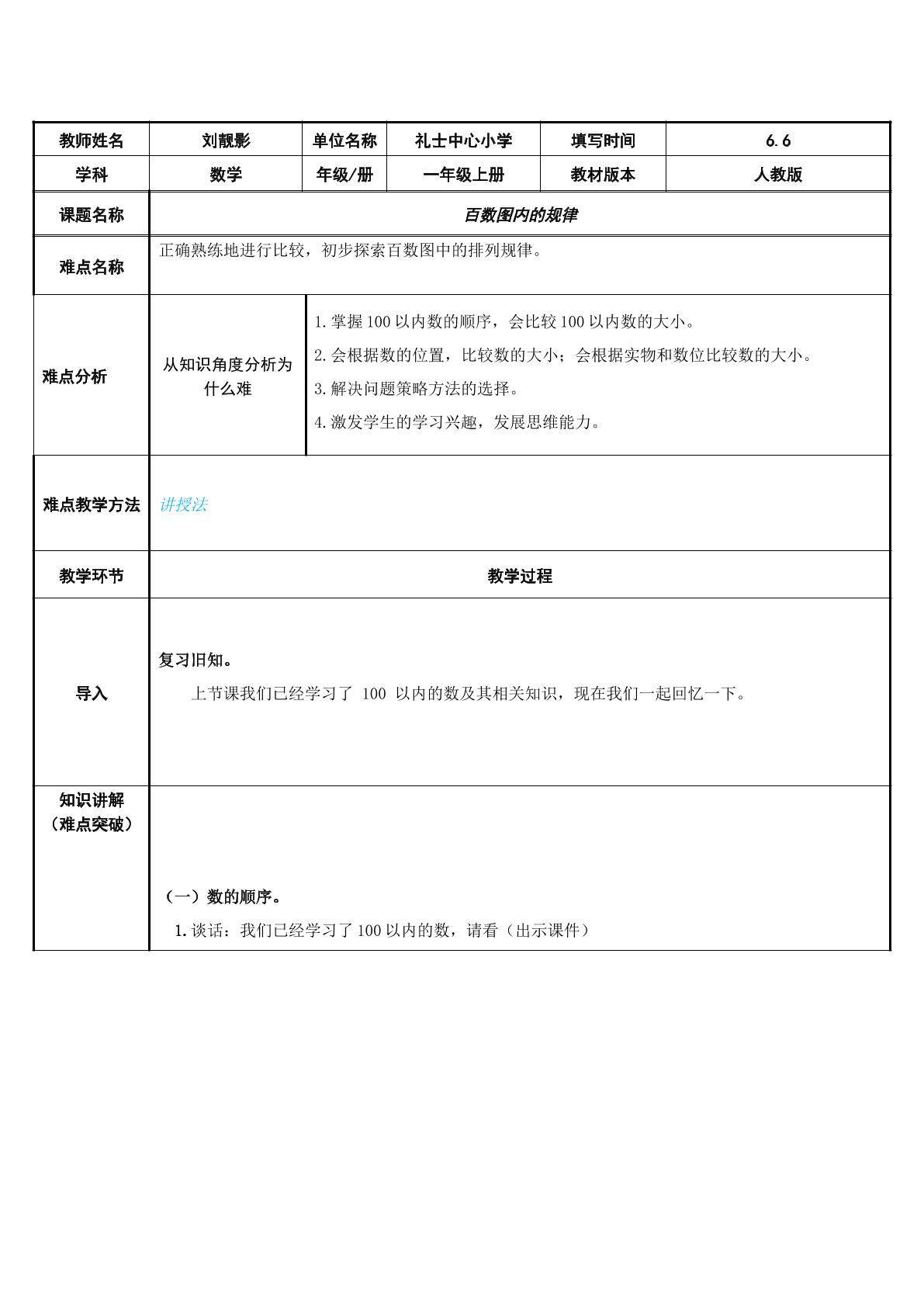 百数图内的规律