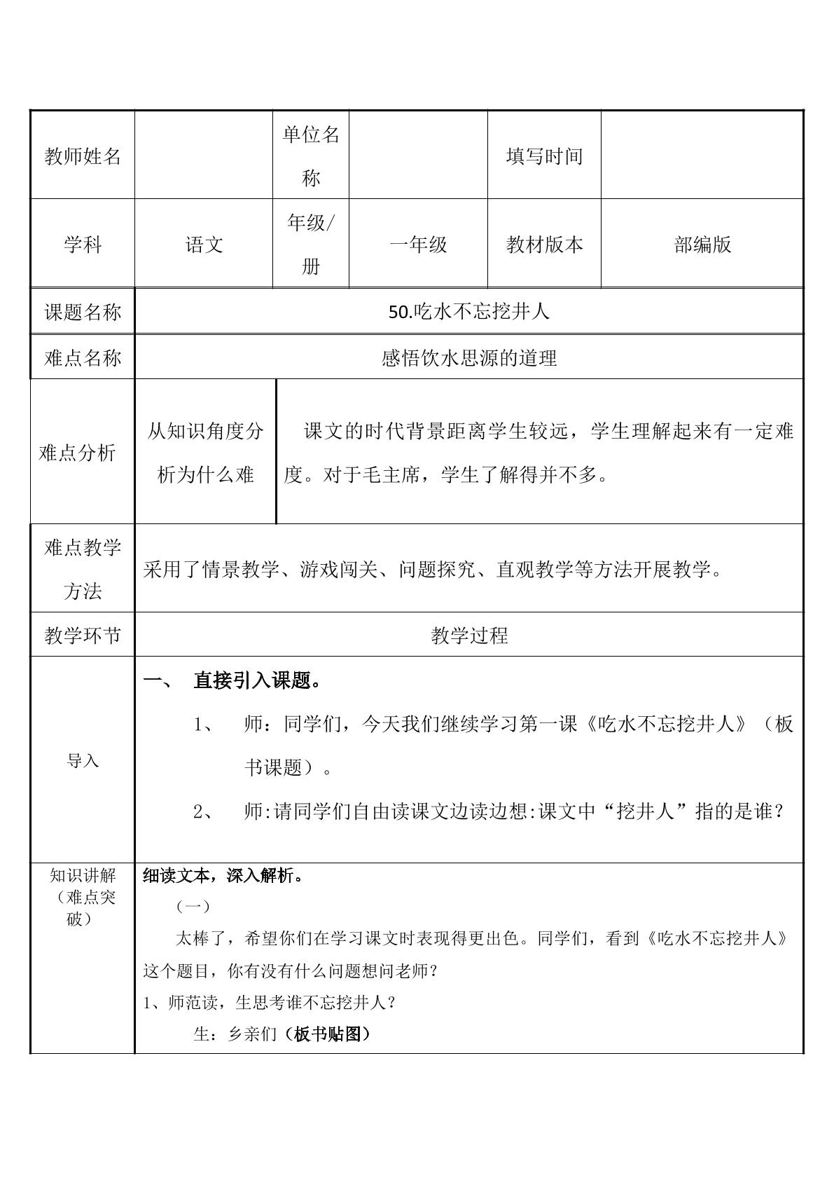 吃水不忘挖井人