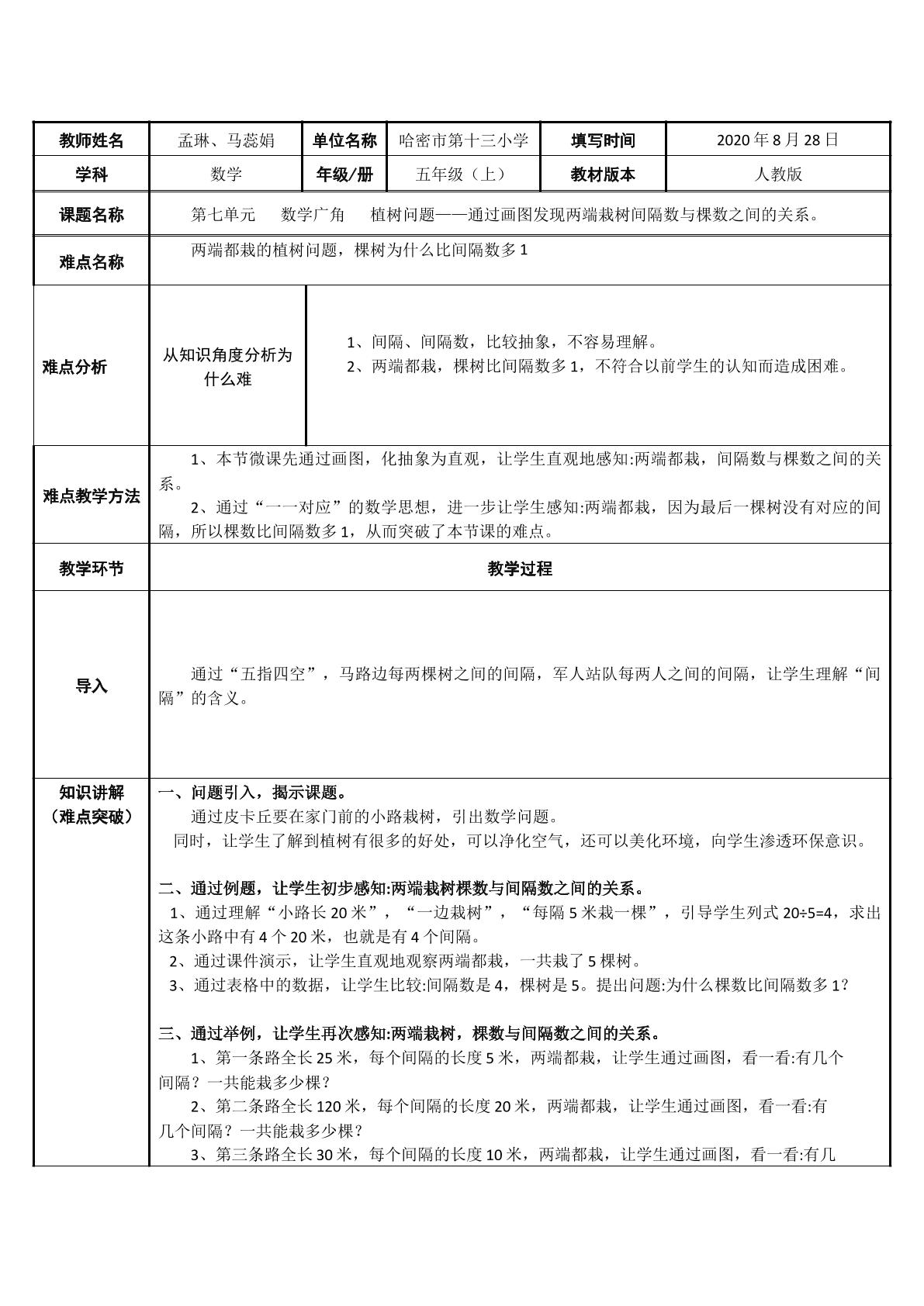 植树问题——通过画图发现两端栽树间隔数与棵数之间的关系