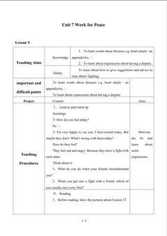 Unit 7 Work for Peace_教案5