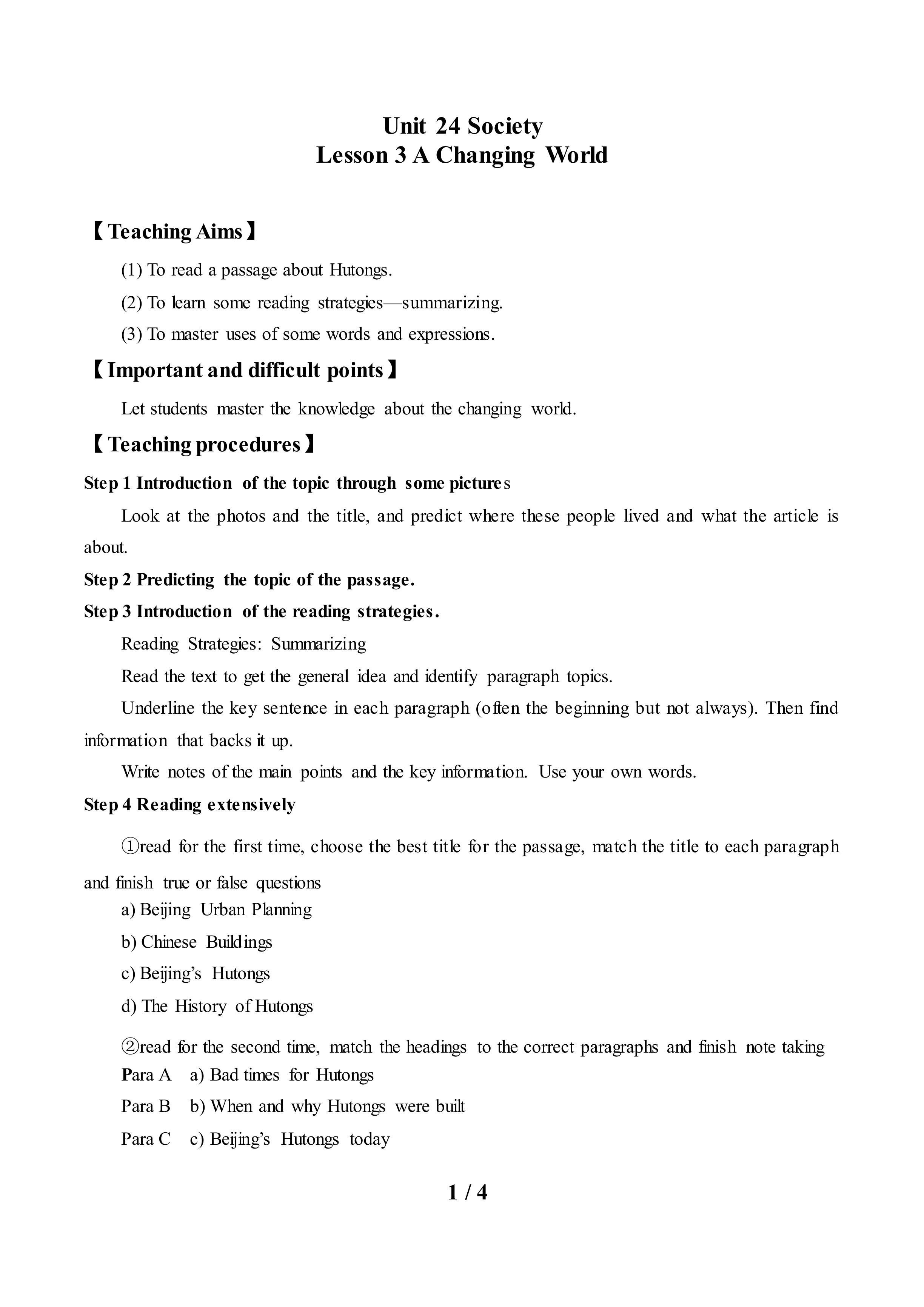 Lesson 3 A Changing World_教案1