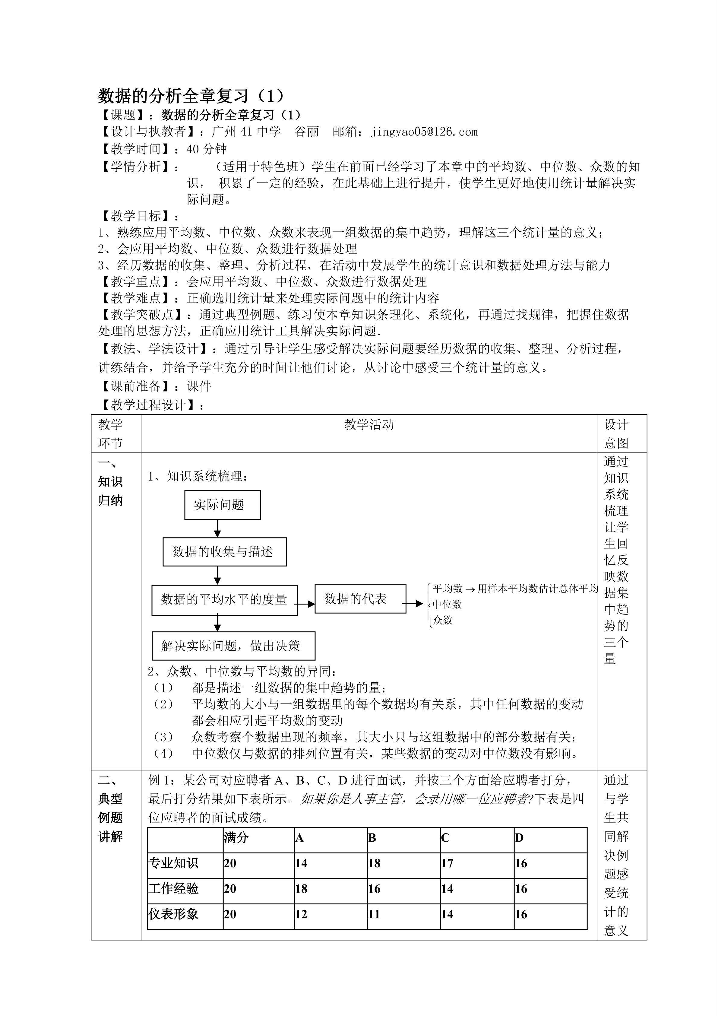 数据的分析全章复习（1）（特色班）