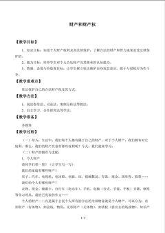 财产和财产权_教案1