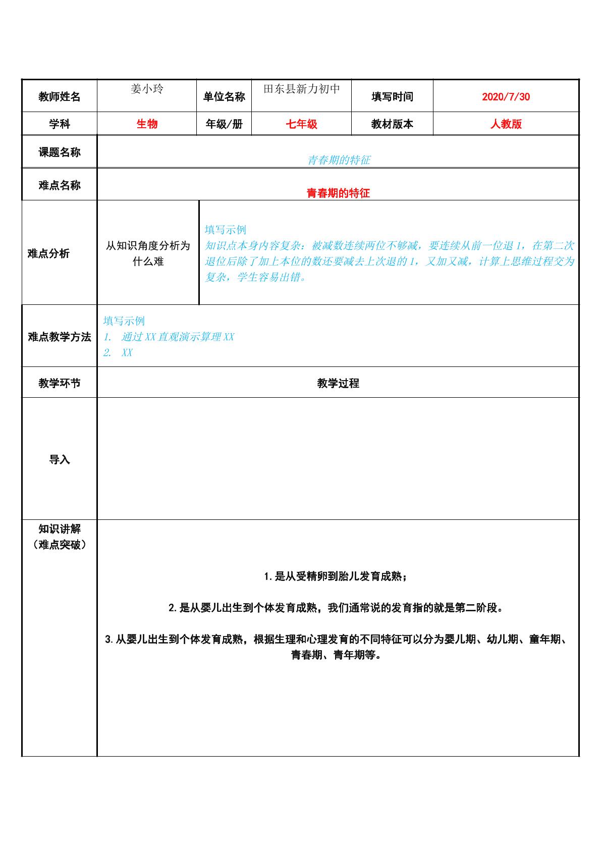 青春期的特征