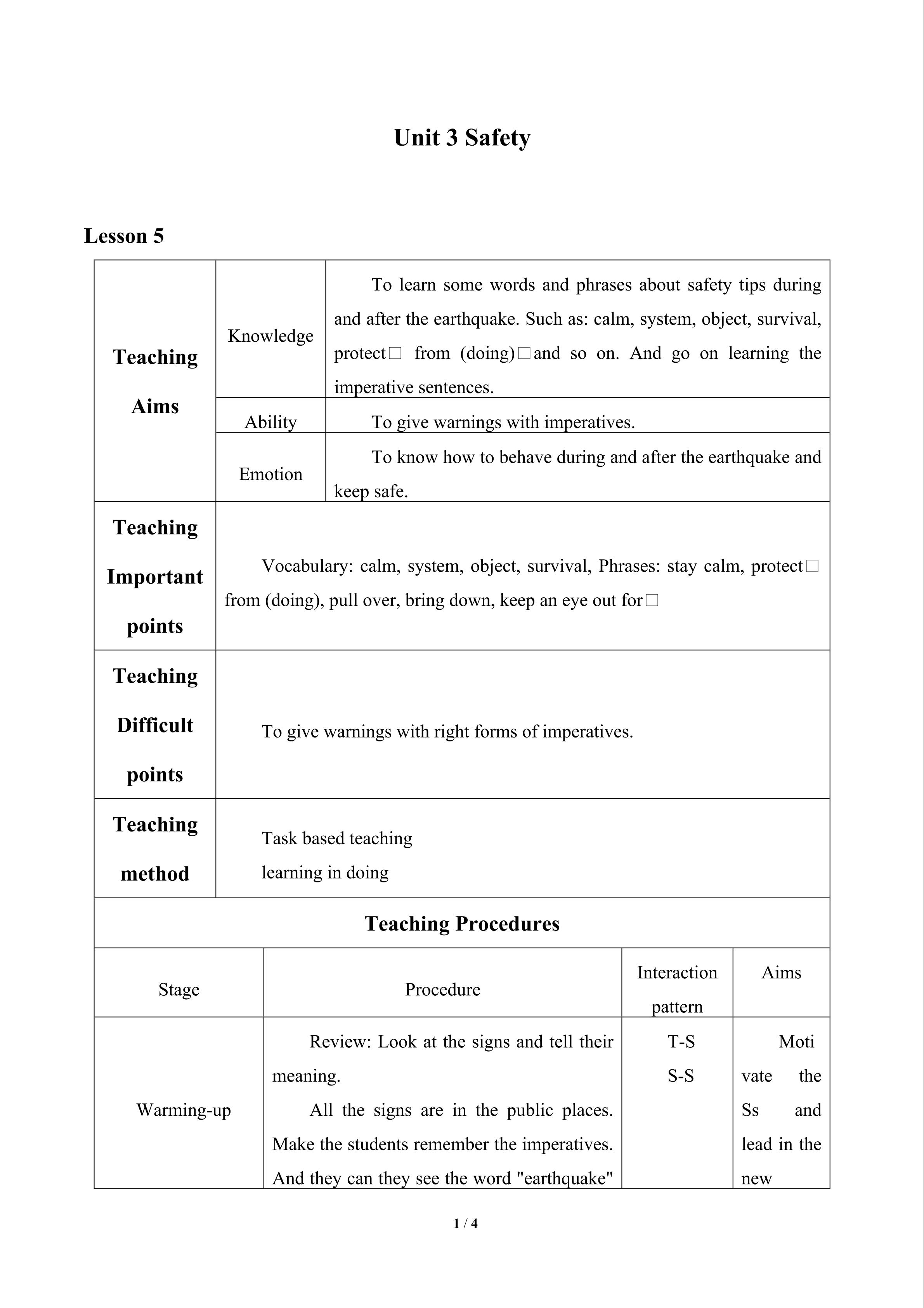 Unit 3 Safety_教案5