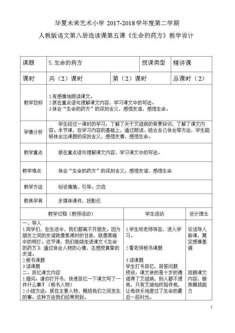 5　生命的药方