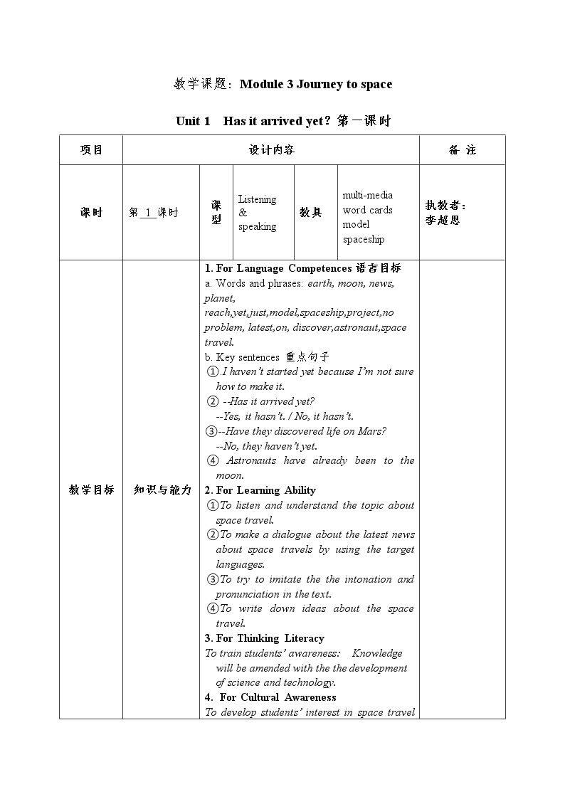 Unit 1 Has it arrived ye…