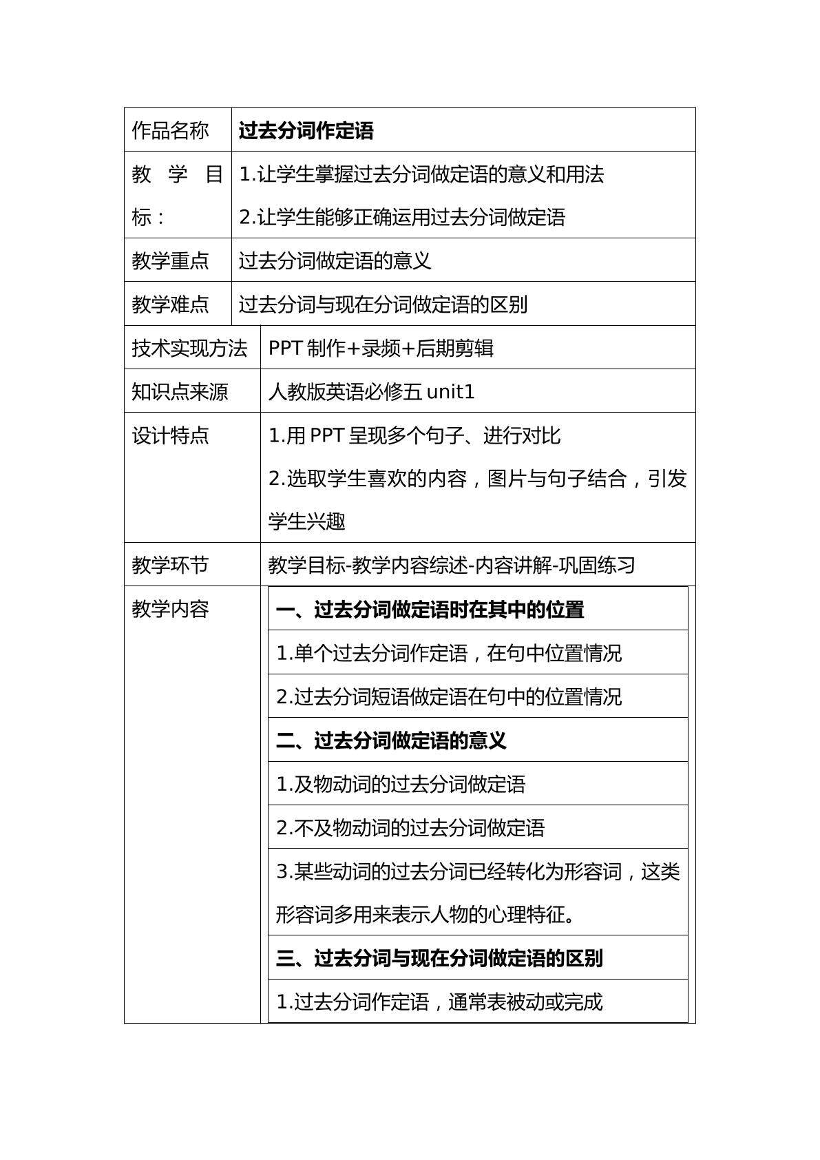 过去分词做定语