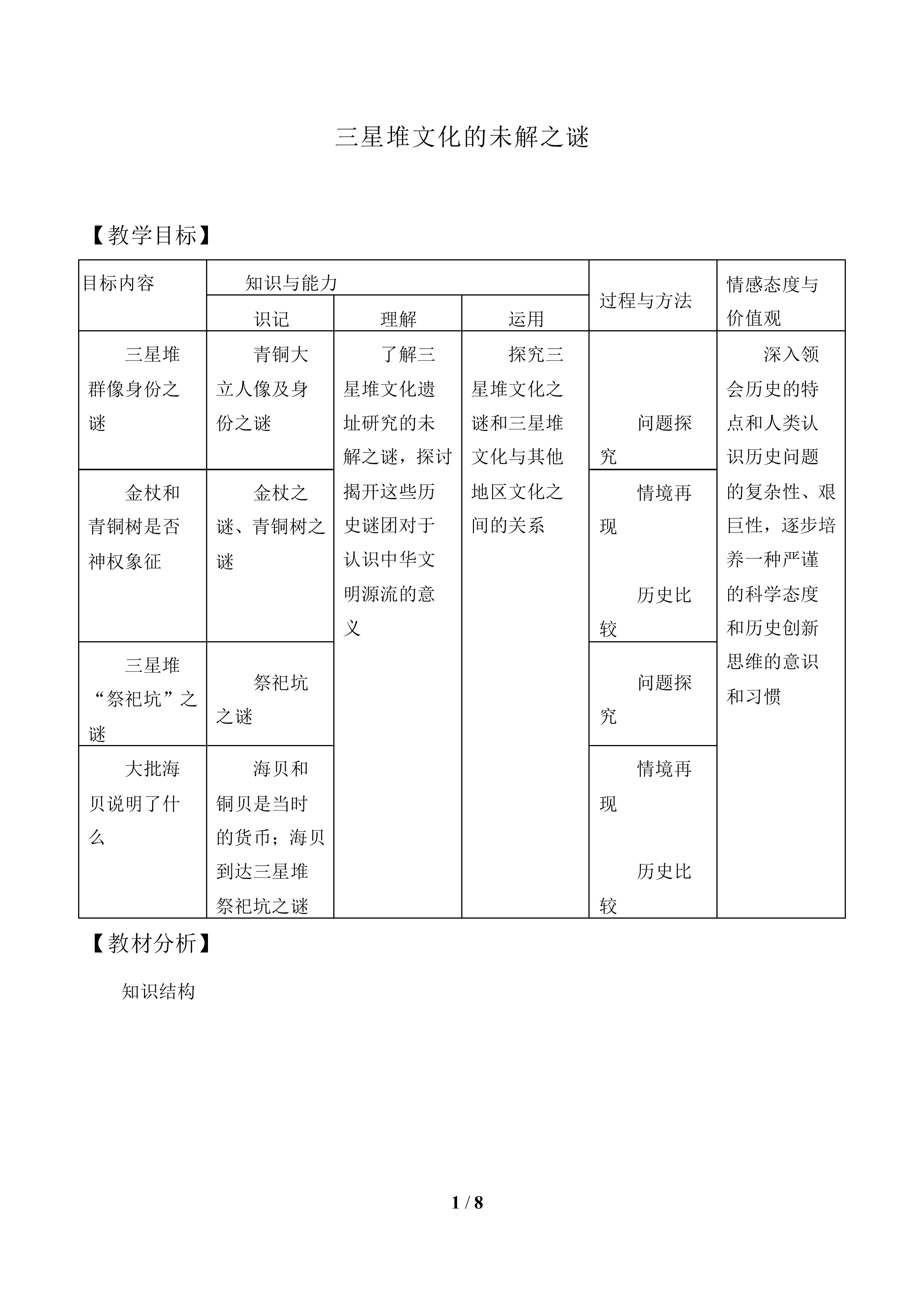 三星堆文化的未解之谜_教案1
